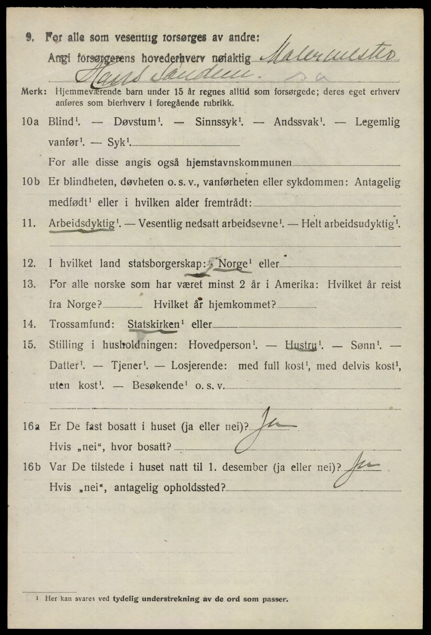 SAO, 1920 census for Mysen, 1920, p. 3266