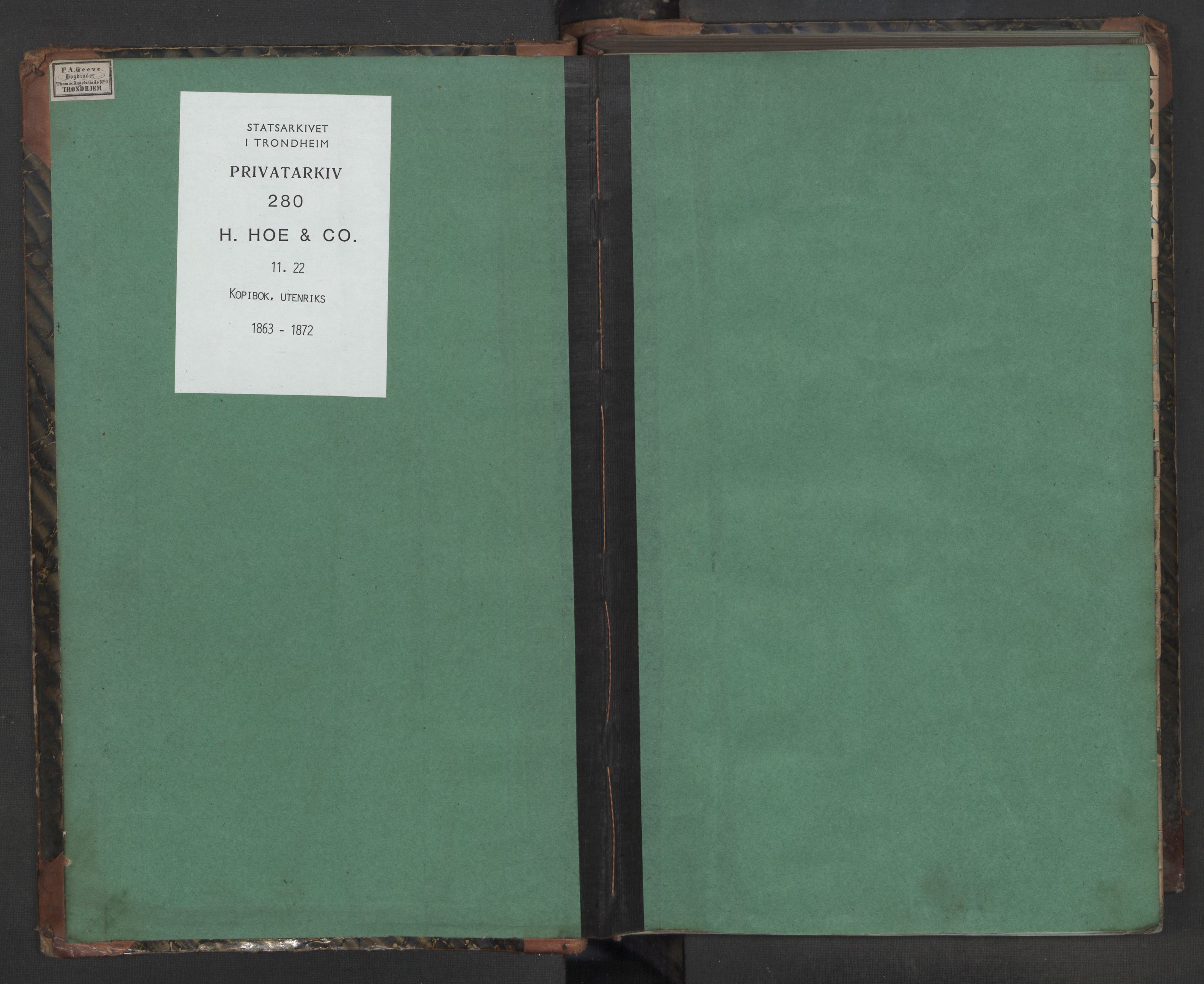 Hoë, Herman & Co, AV/SAT-PA-0280/11/L0022: Kopibok, utenriks, 1863-1872