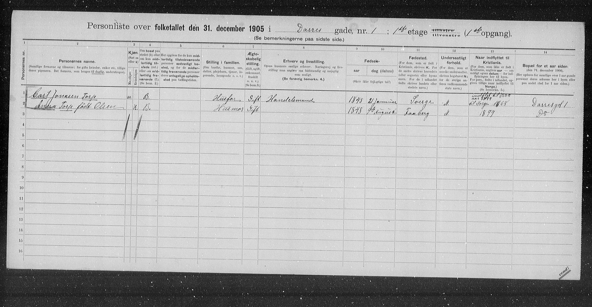 OBA, Municipal Census 1905 for Kristiania, 1905, p. 7964