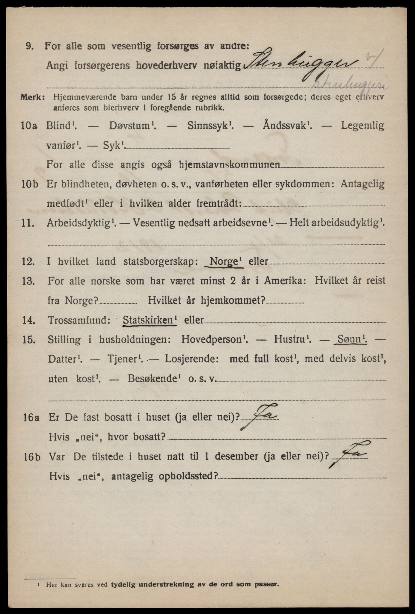 SAST, 1920 census for Forsand, 1920, p. 1214