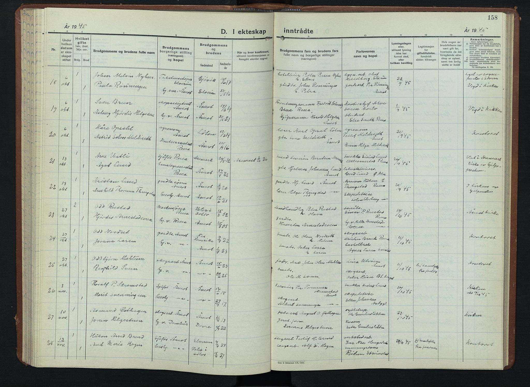 Åmot prestekontor, Hedmark, AV/SAH-PREST-056/H/Ha/Hab/L0008: Parish register (copy) no. 8, 1938-1947, p. 158