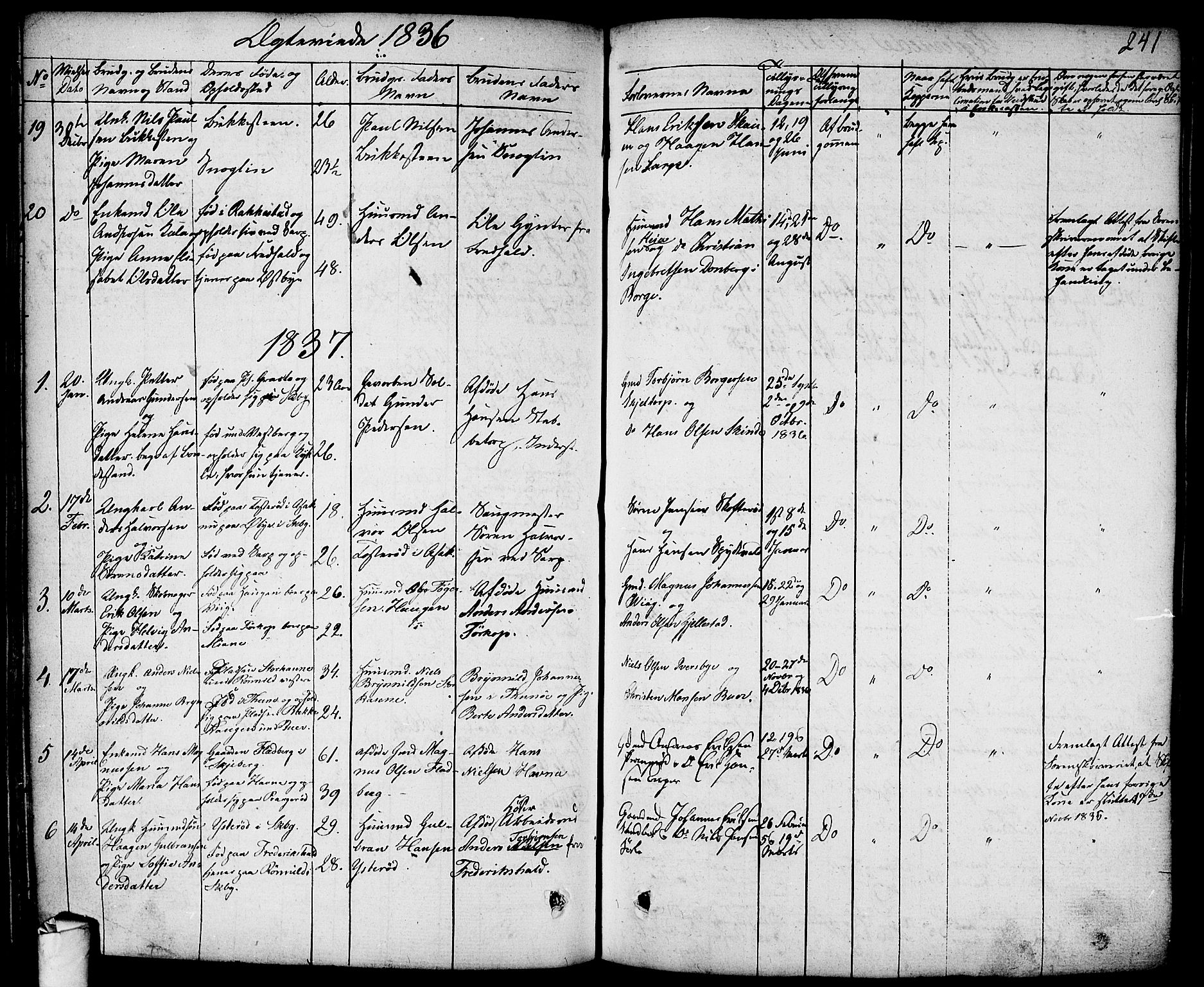 Skjeberg prestekontor Kirkebøker, SAO/A-10923/F/Fa/L0005: Parish register (official) no. I 5, 1830-1845, p. 241