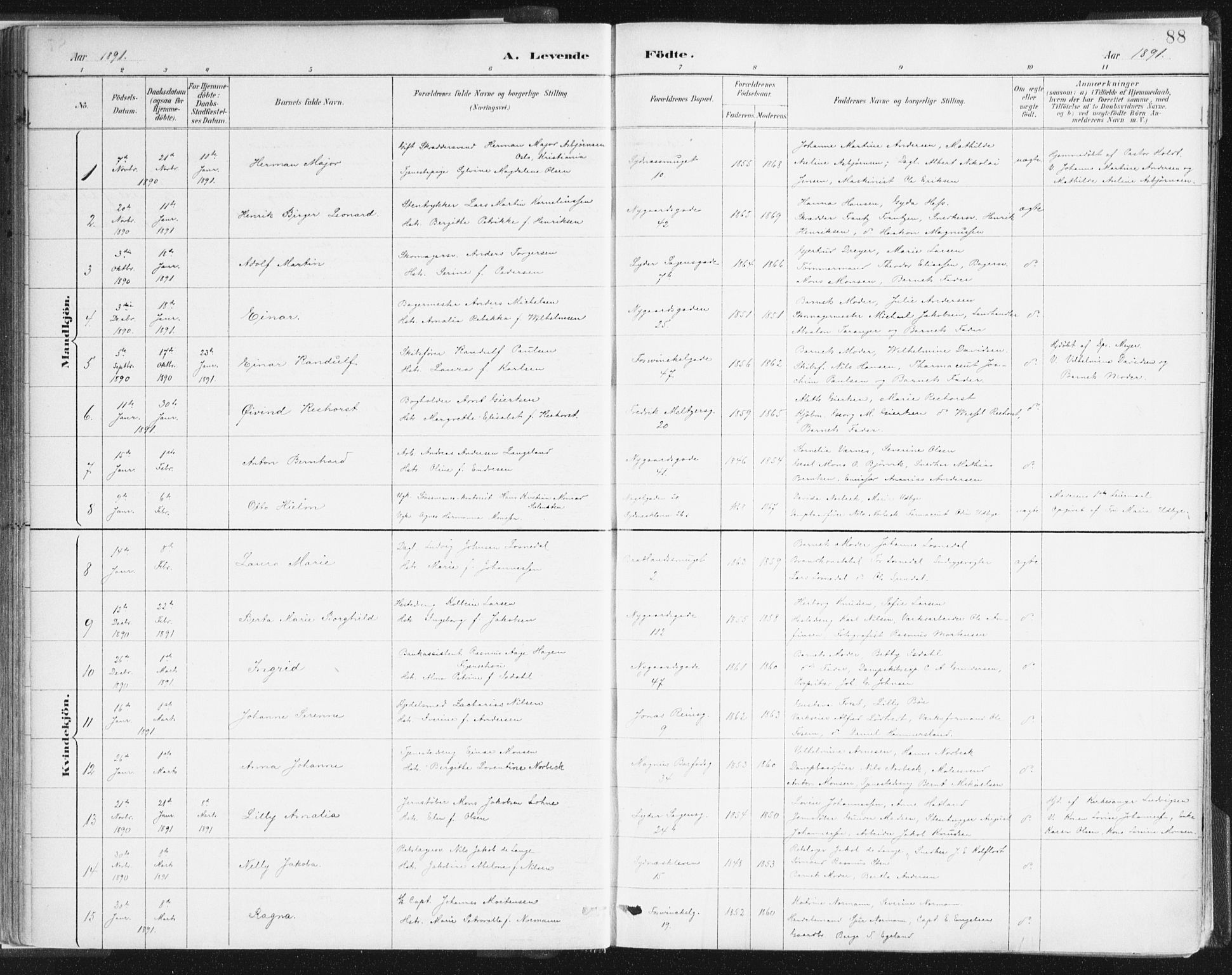 Johanneskirken sokneprestembete, AV/SAB-A-76001/H/Haa/L0001: Parish register (official) no. A 1, 1885-1900, p. 88