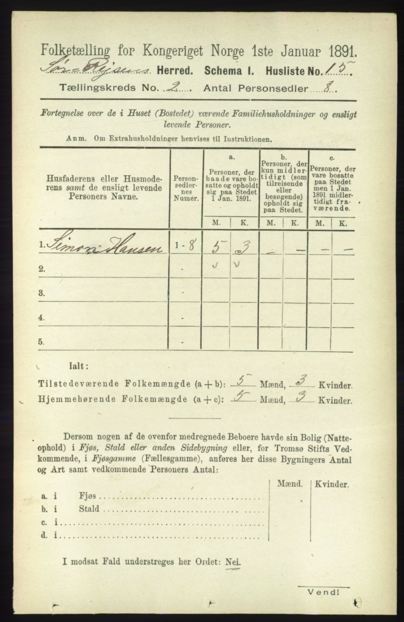 RA, 1891 census for 1925 Sørreisa, 1891, p. 350