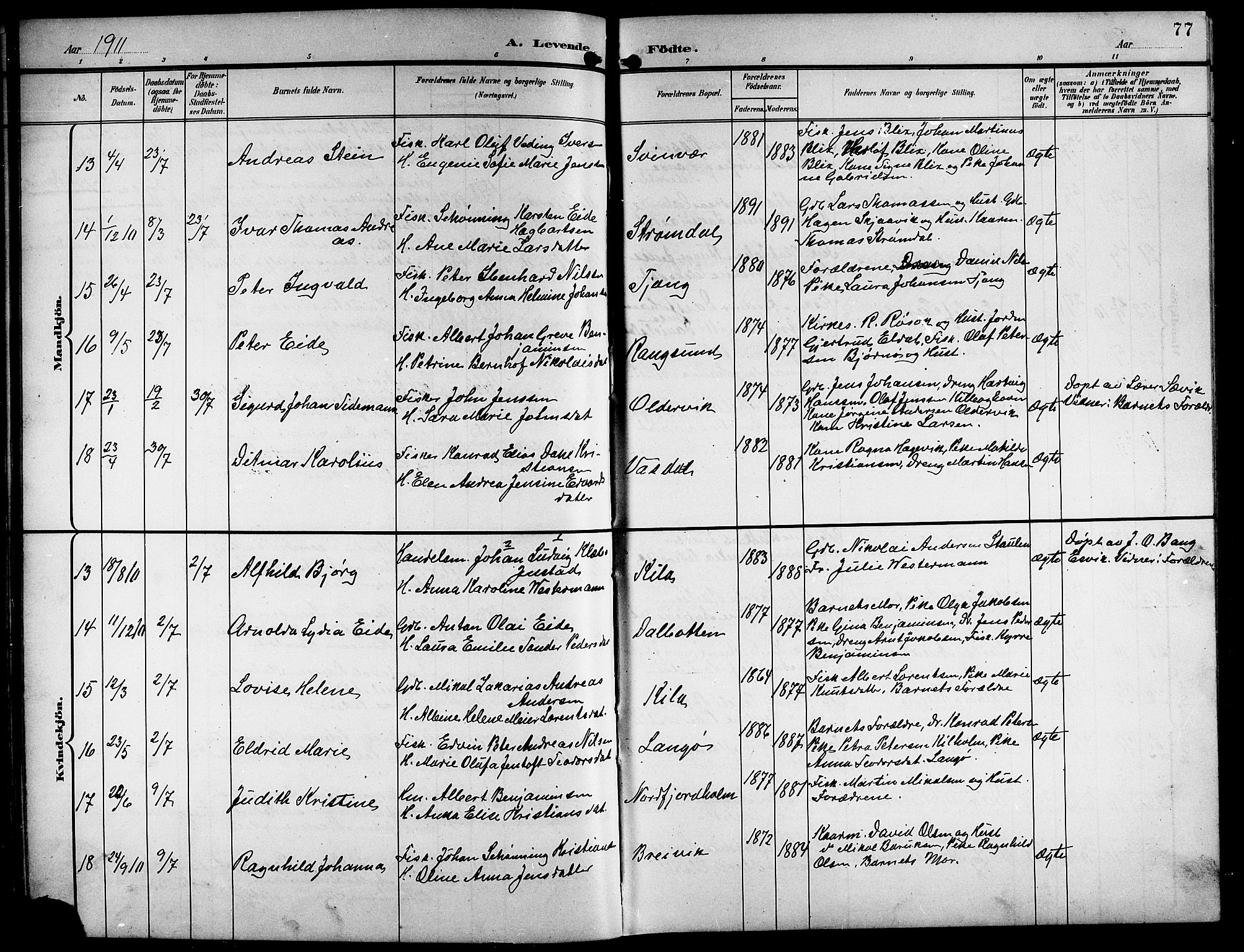 Ministerialprotokoller, klokkerbøker og fødselsregistre - Nordland, AV/SAT-A-1459/841/L0621: Parish register (copy) no. 841C05, 1897-1923, p. 77