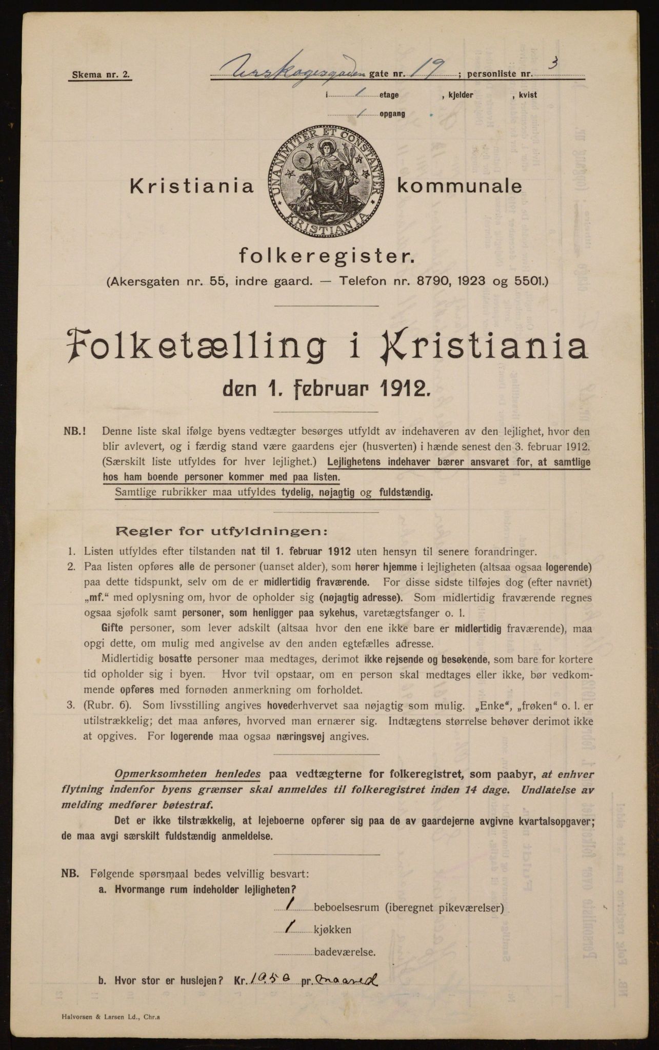 OBA, Municipal Census 1912 for Kristiania, 1912, p. 2534