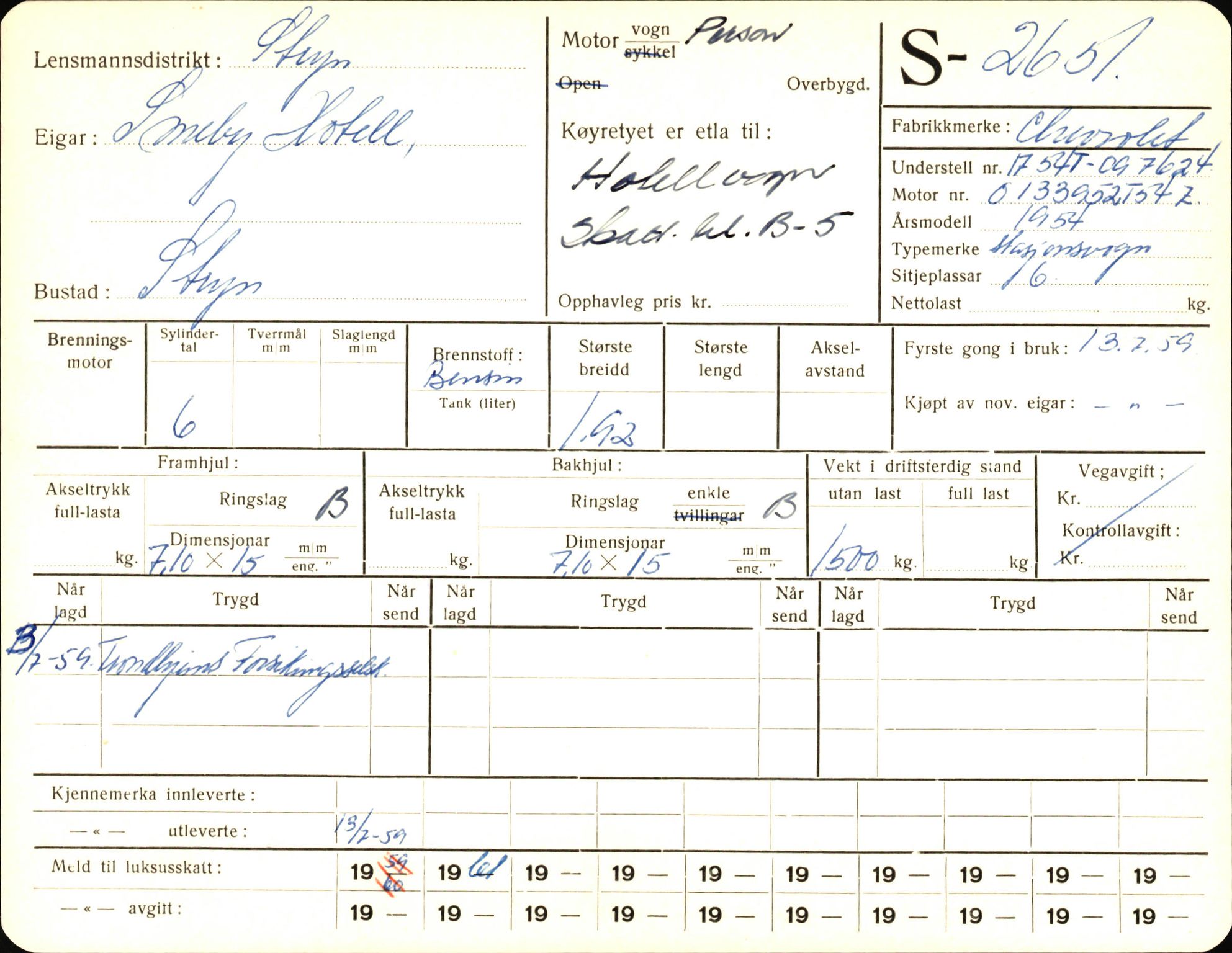 Statens vegvesen, Sogn og Fjordane vegkontor, AV/SAB-A-5301/4/F/L0004: Registerkort utmeldte Fjordane S2500-2700, S7200-7899, 1930-1961, p. 187