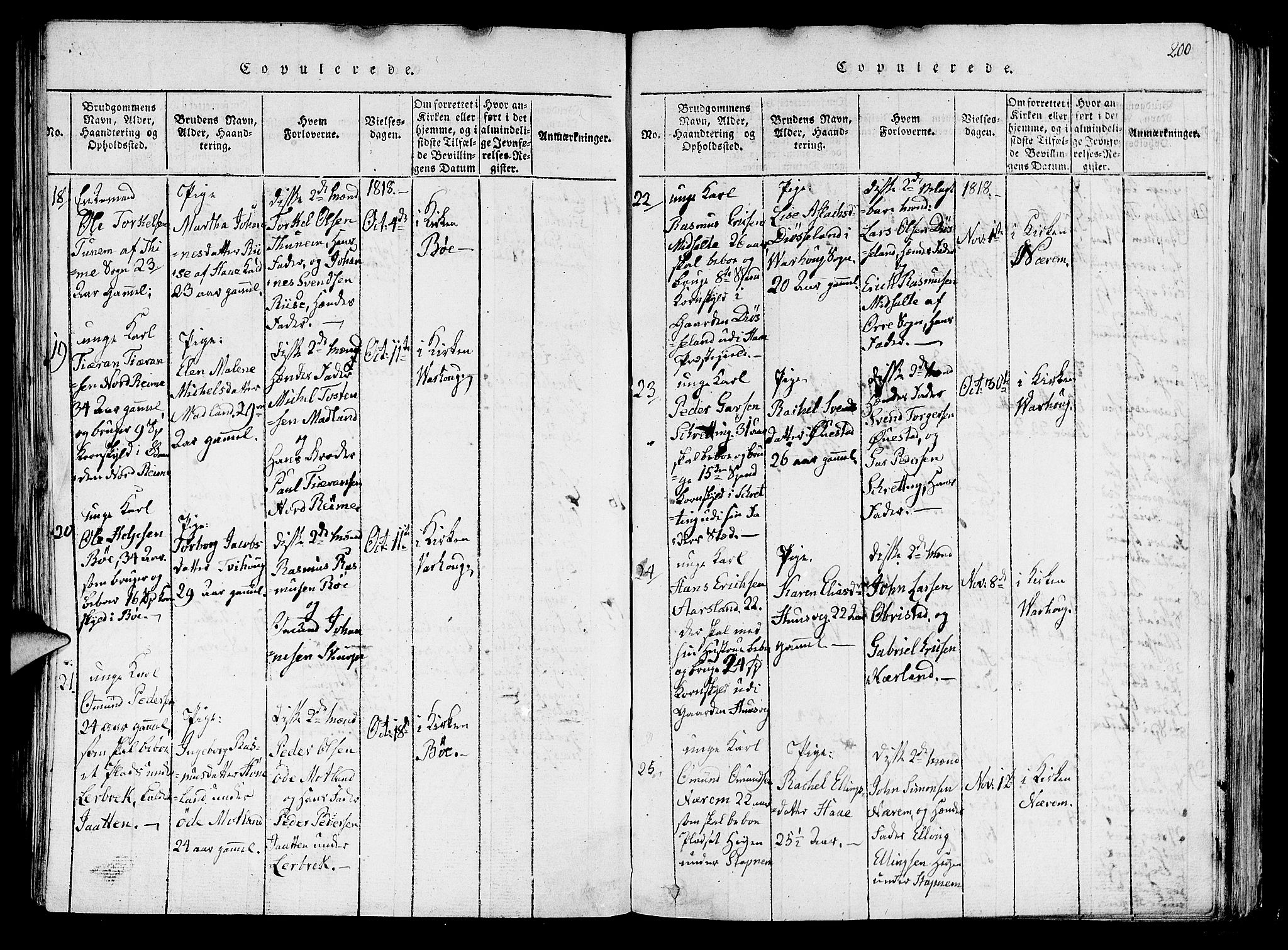 Hå sokneprestkontor, SAST/A-101801/001/30BA/L0003: Parish register (official) no. A 3, 1815-1825, p. 200