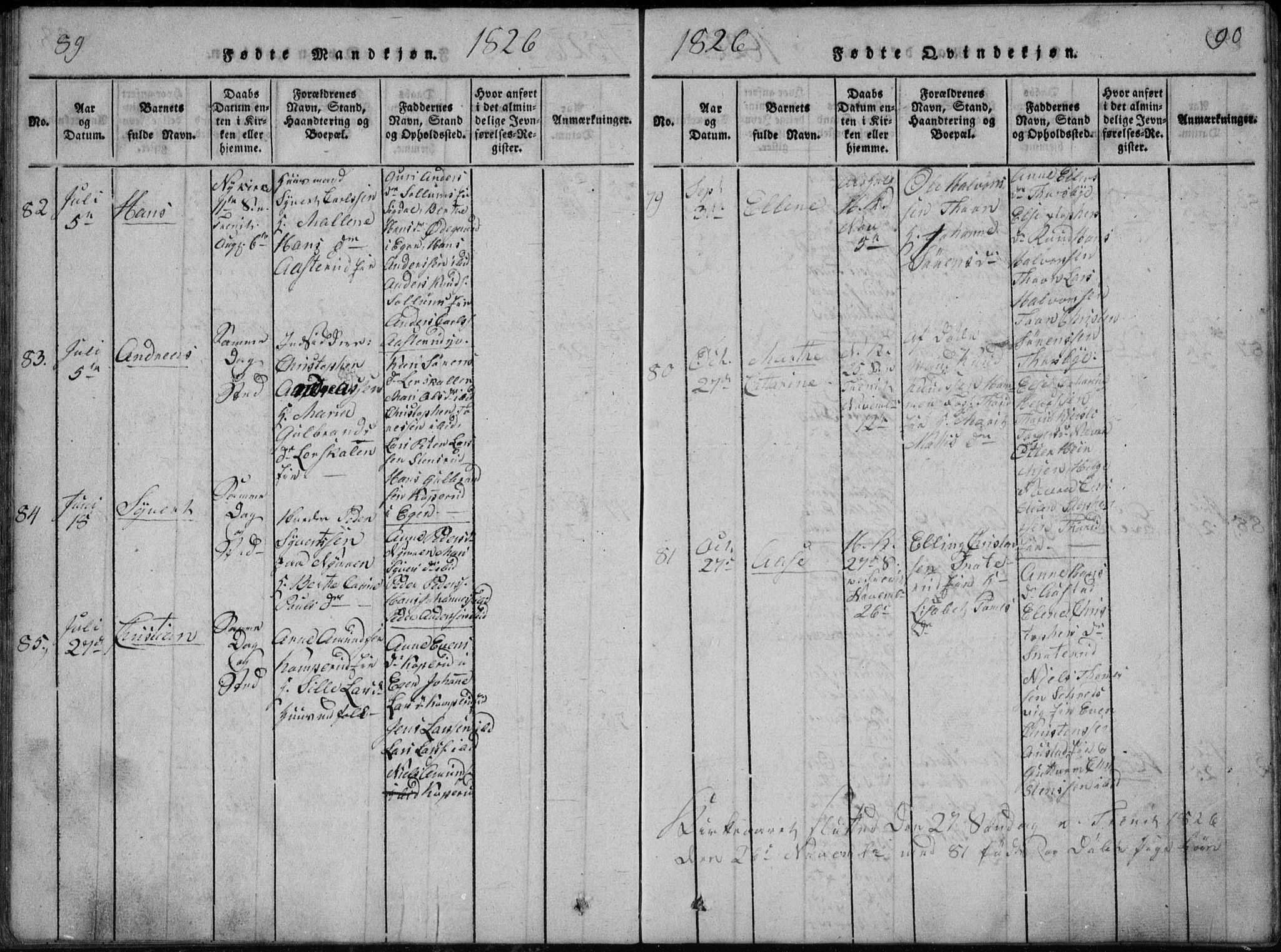 Modum kirkebøker, AV/SAKO-A-234/G/Ga/L0002: Parish register (copy) no. I 2, 1824-1832, p. 89-90