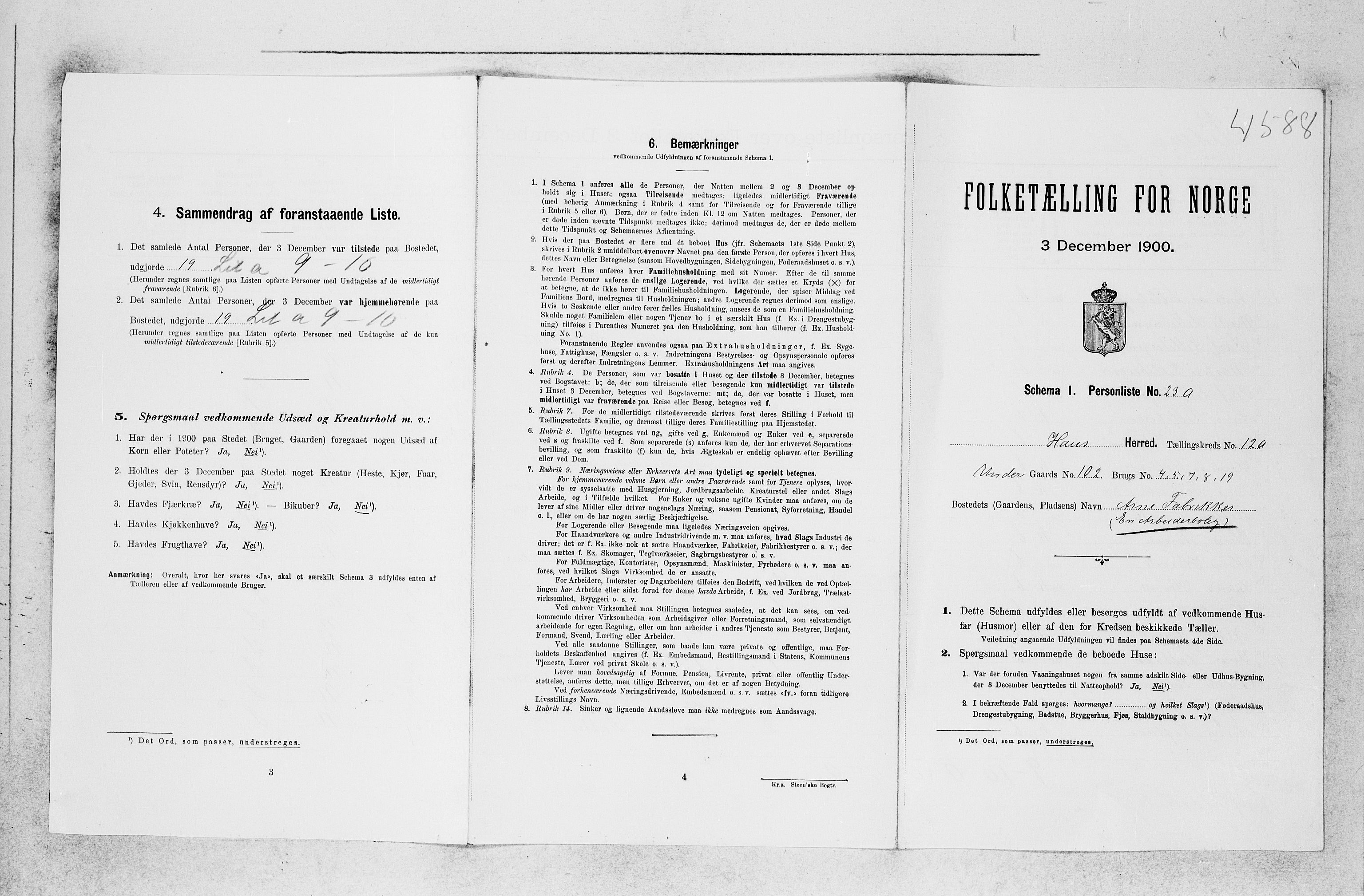 SAB, 1900 census for Haus, 1900, p. 1291