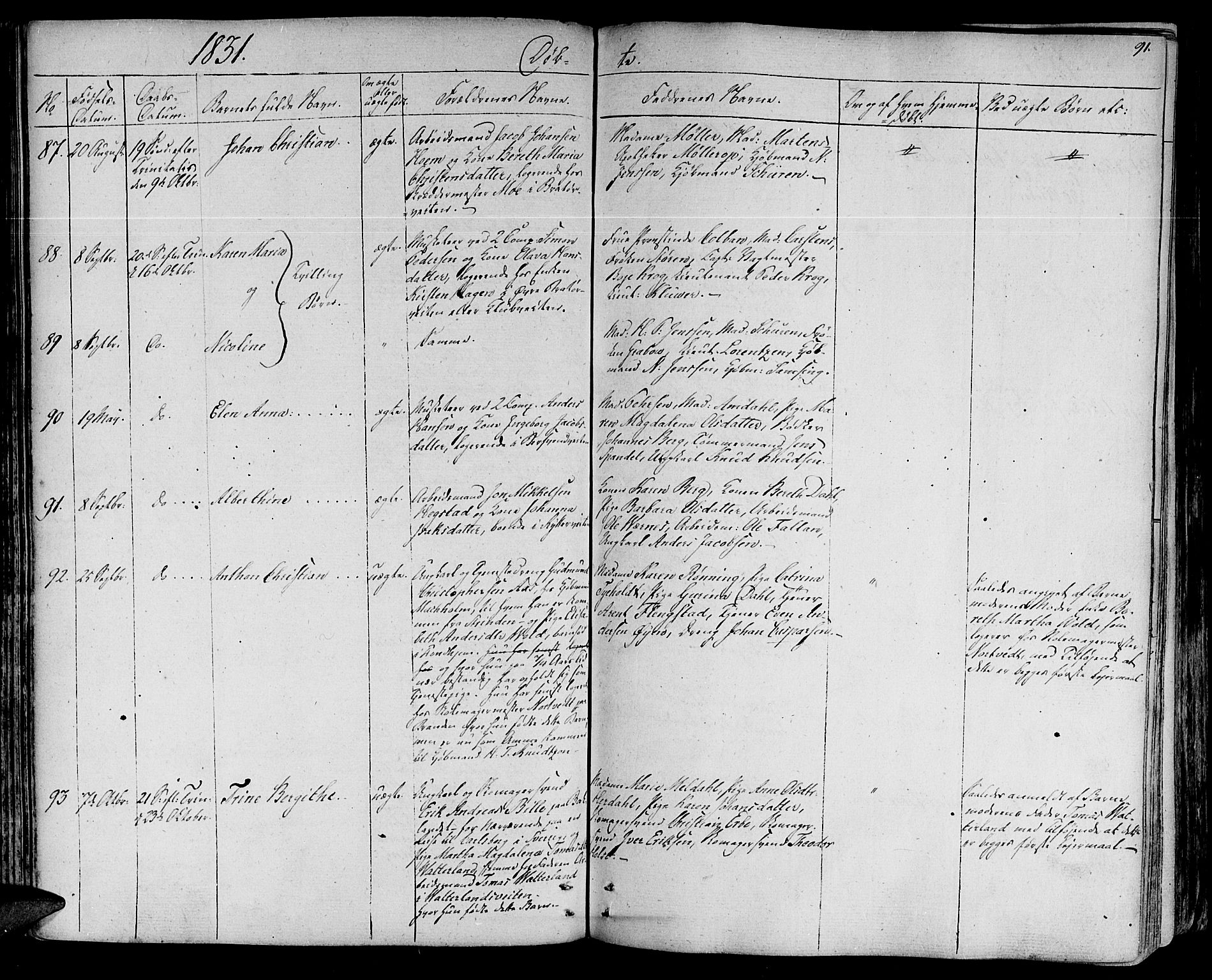 Ministerialprotokoller, klokkerbøker og fødselsregistre - Sør-Trøndelag, AV/SAT-A-1456/602/L0108: Parish register (official) no. 602A06, 1821-1839, p. 91