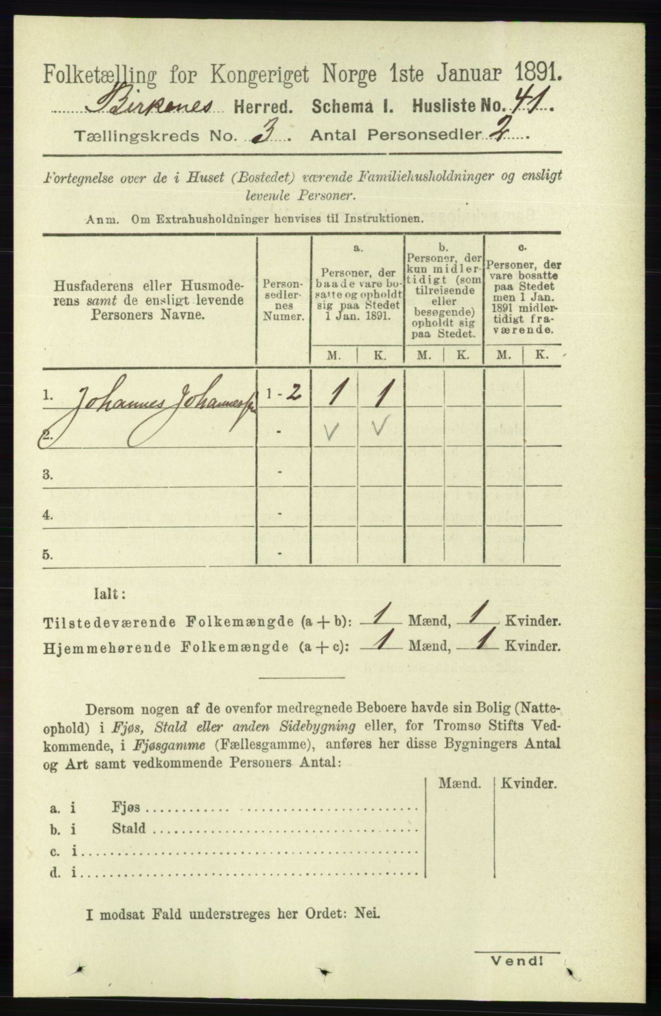 RA, 1891 Census for 0928 Birkenes, 1891, p. 821
