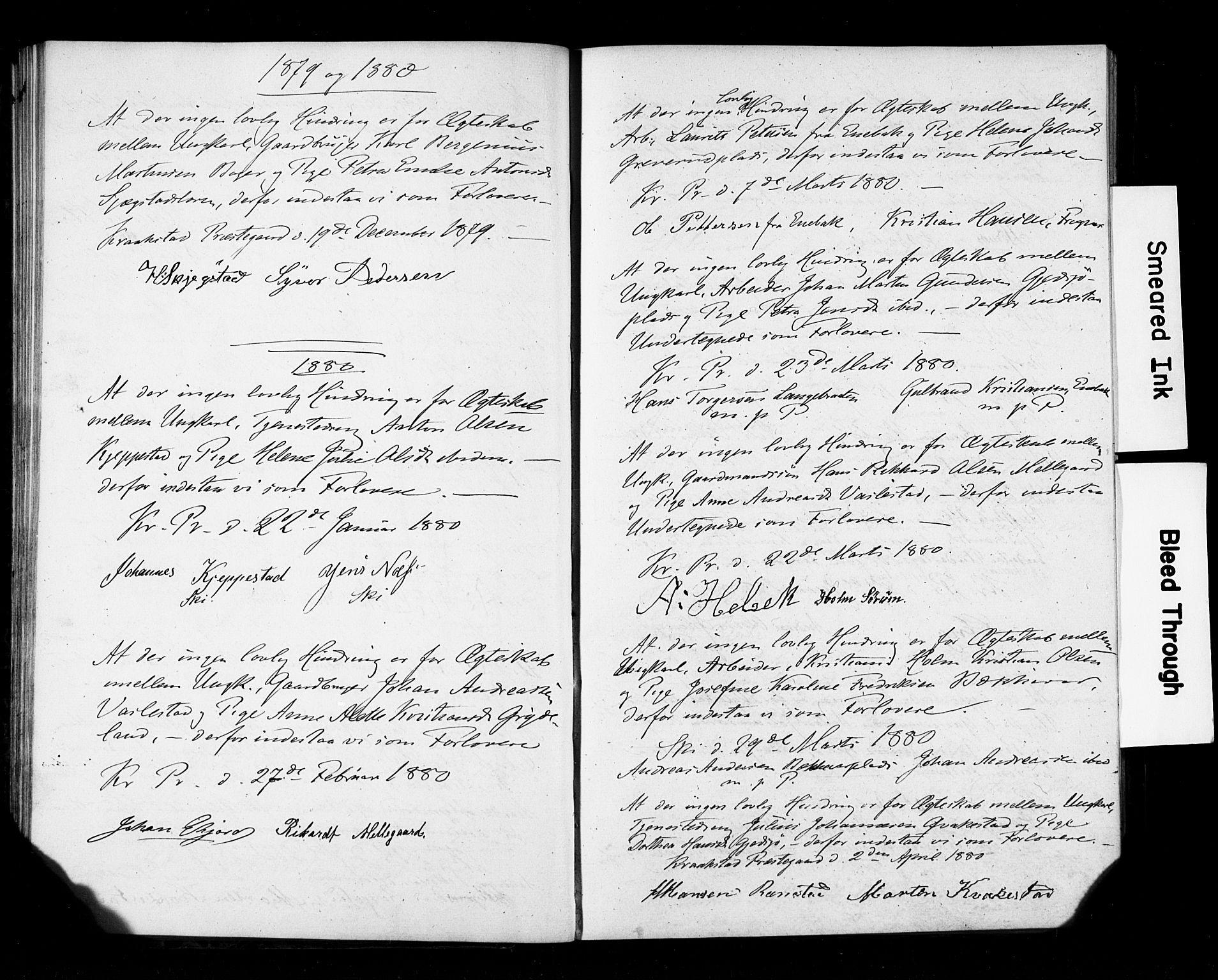 Kråkstad prestekontor Kirkebøker, AV/SAO-A-10125a/K/L0001: Best man's statements no. 1, 1860-1906