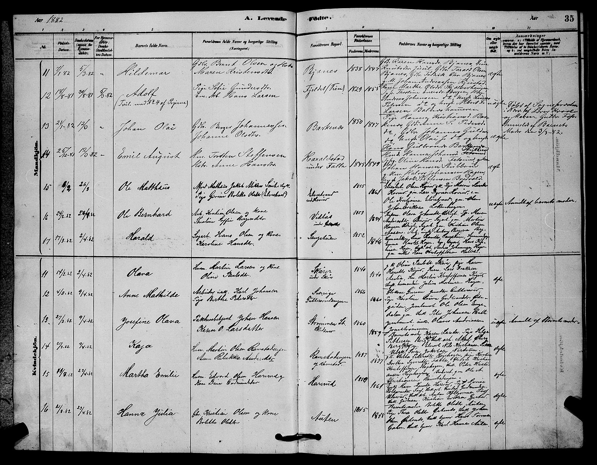 Fet prestekontor Kirkebøker, AV/SAO-A-10370a/G/Ga/L0006: Parish register (copy) no. I 6, 1878-1891, p. 35