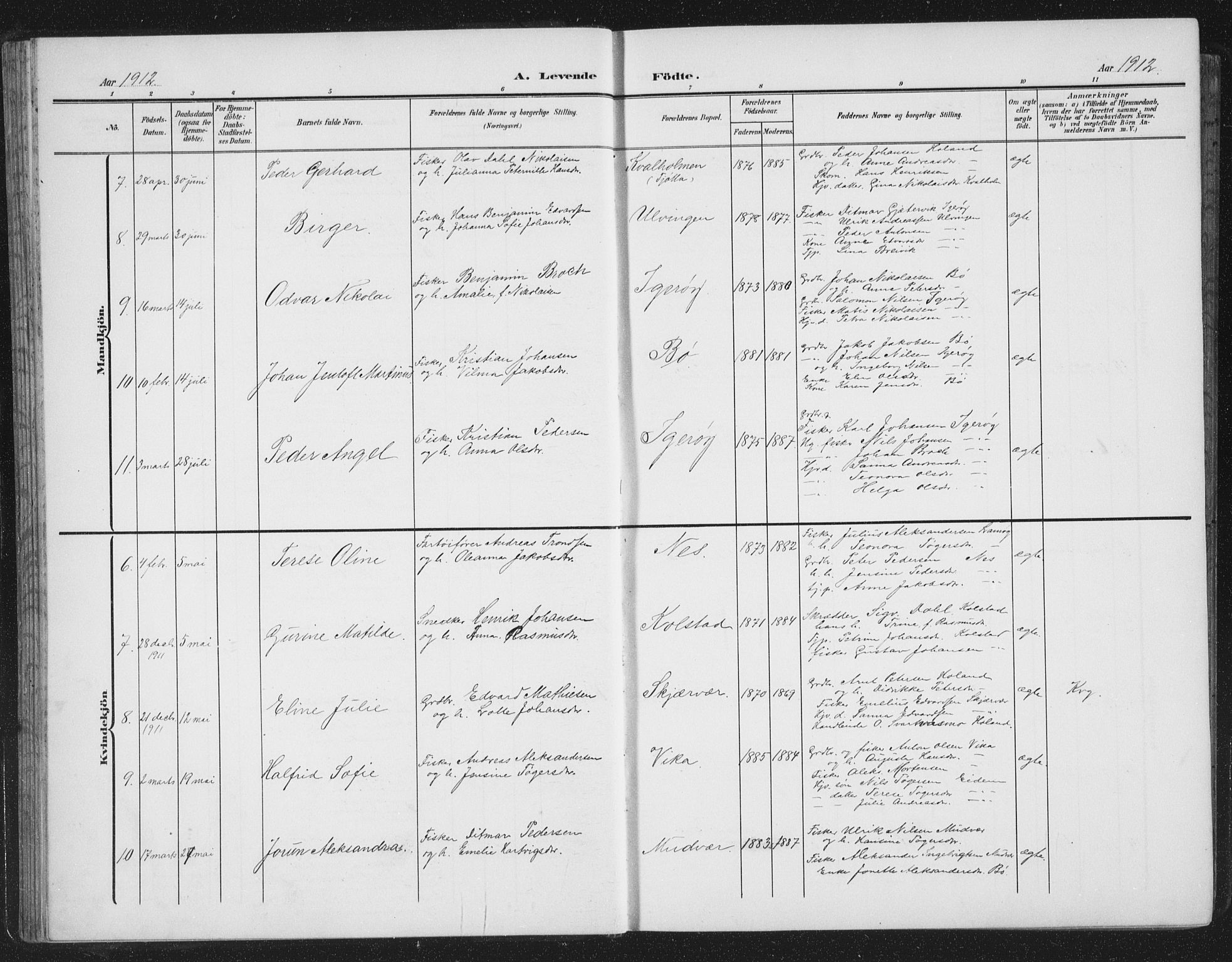 Ministerialprotokoller, klokkerbøker og fødselsregistre - Nordland, AV/SAT-A-1459/816/L0254: Parish register (copy) no. 816C04, 1905-1934