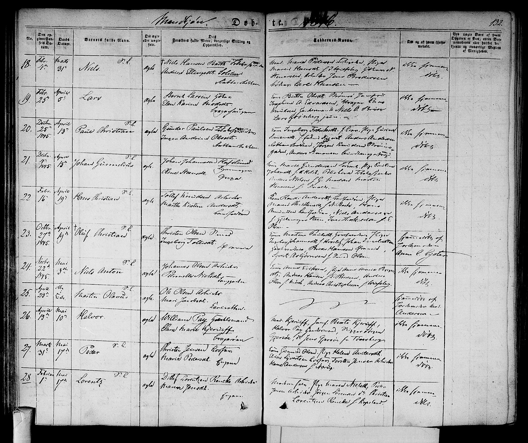 Bragernes kirkebøker, AV/SAKO-A-6/F/Fb/L0001: Parish register (official) no. II 1, 1830-1847, p. 132