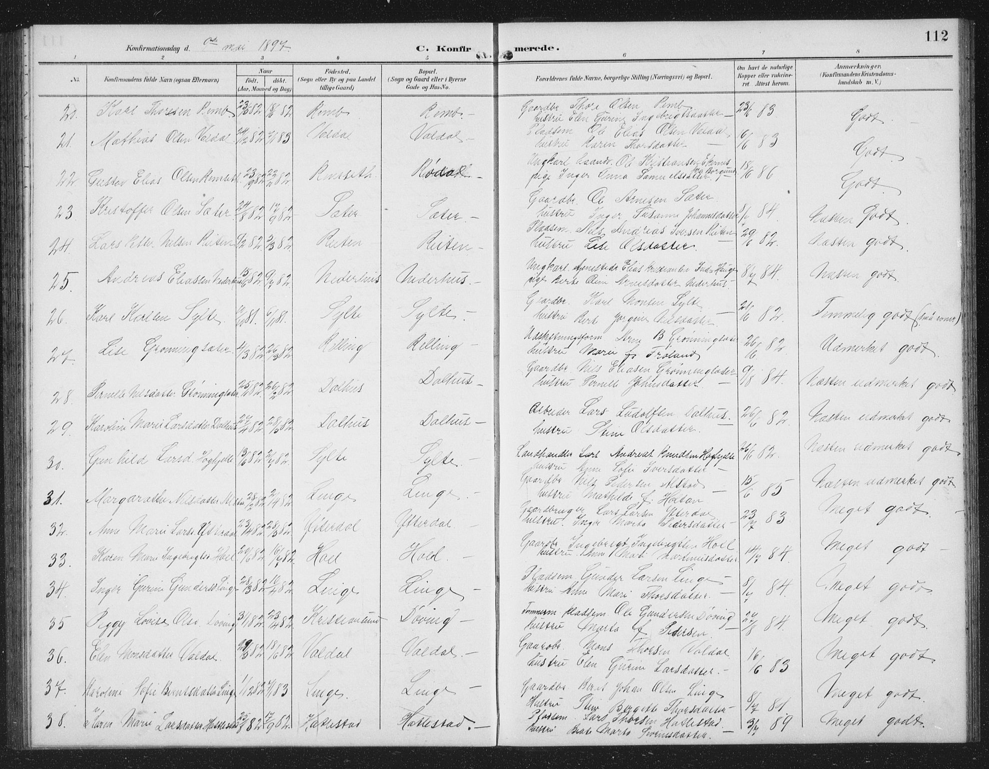 Ministerialprotokoller, klokkerbøker og fødselsregistre - Møre og Romsdal, AV/SAT-A-1454/519/L0264: Parish register (copy) no. 519C05, 1892-1910, p. 112