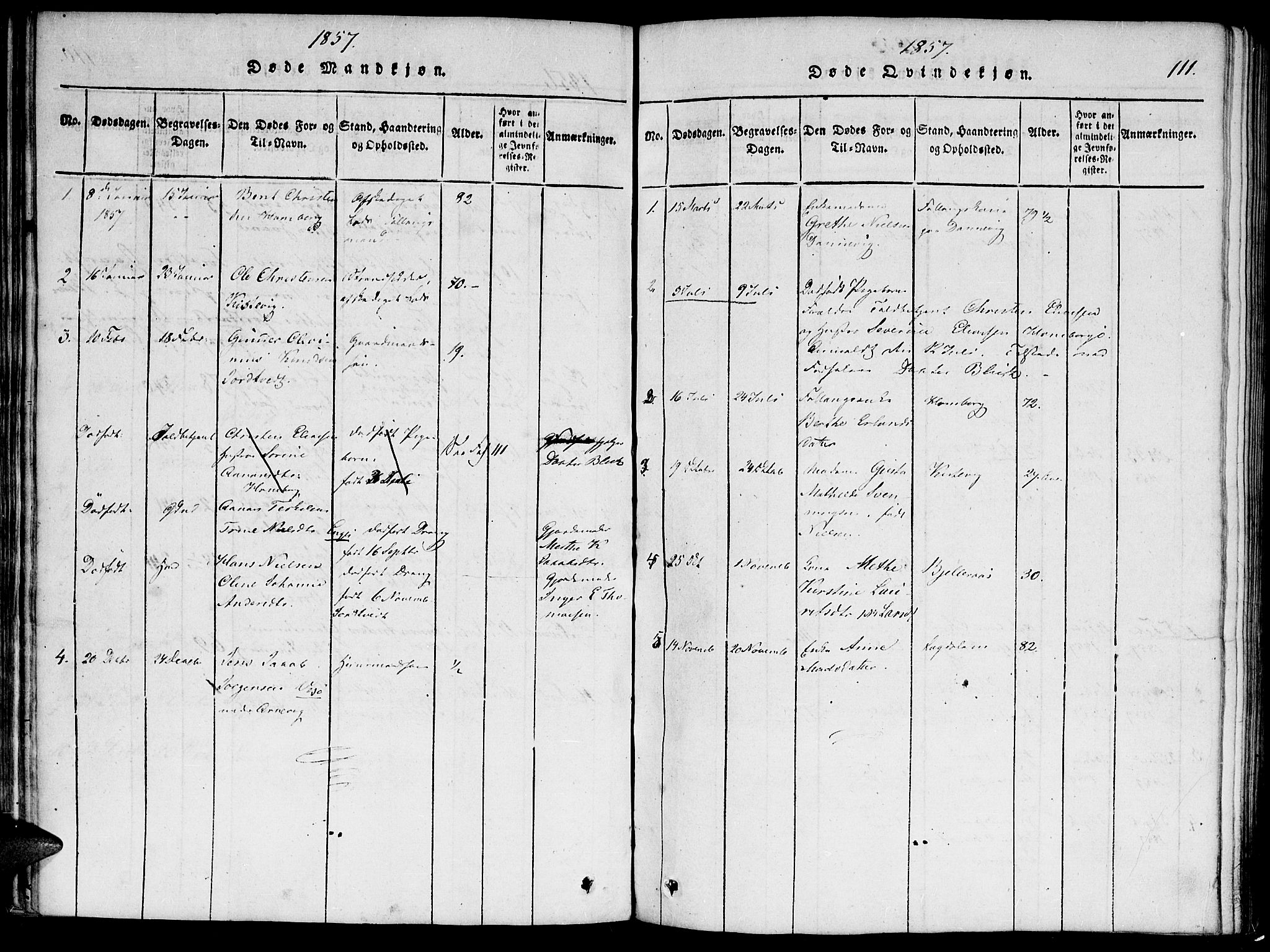 Hommedal sokneprestkontor, AV/SAK-1111-0023/F/Fa/Faa/L0001: Parish register (official) no. A 1, 1816-1860, p. 111