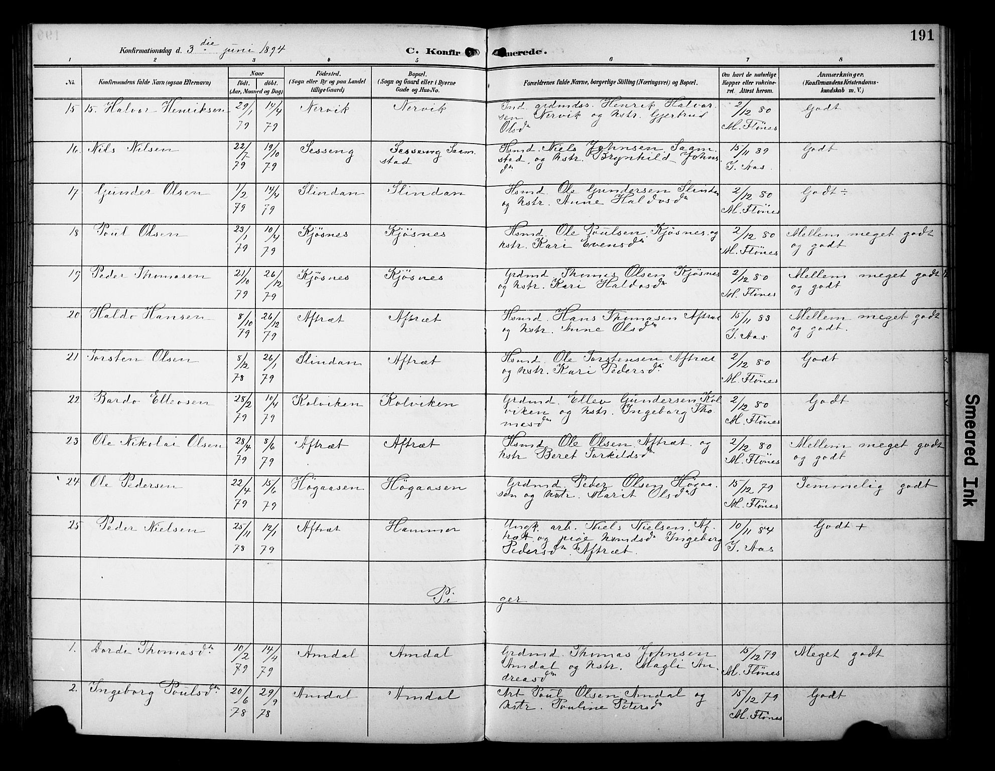 Ministerialprotokoller, klokkerbøker og fødselsregistre - Sør-Trøndelag, AV/SAT-A-1456/695/L1149: Parish register (official) no. 695A09, 1891-1902, p. 191