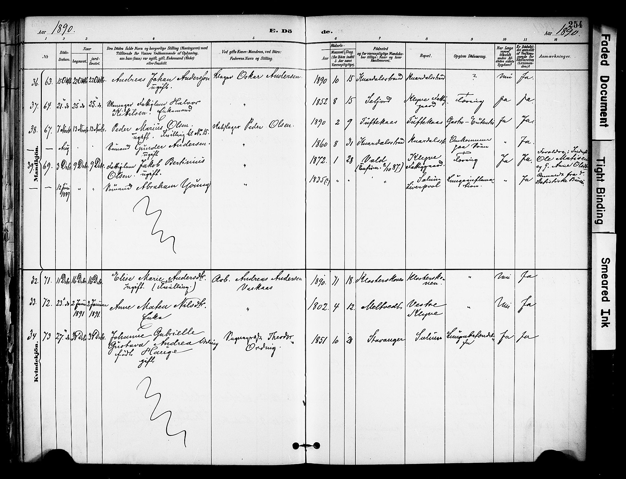 Solum kirkebøker, SAKO/A-306/F/Fa/L0010: Parish register (official) no. I 10, 1888-1898, p. 254