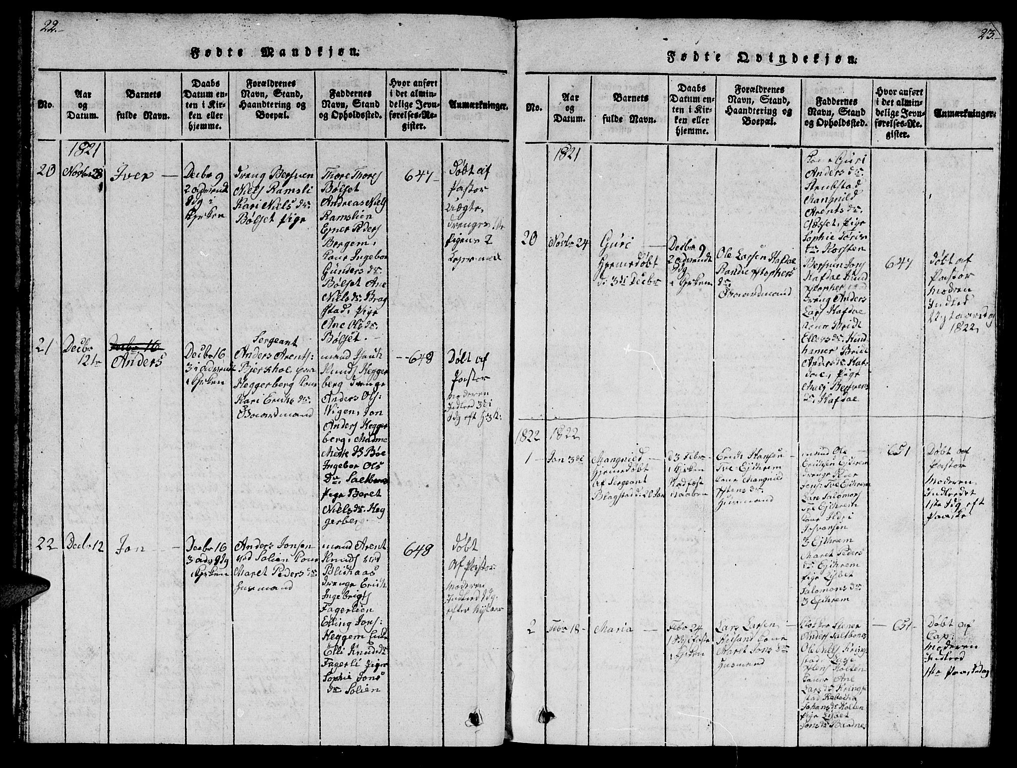 Ministerialprotokoller, klokkerbøker og fødselsregistre - Møre og Romsdal, AV/SAT-A-1454/586/L0990: Parish register (copy) no. 586C01, 1819-1837, p. 22-23