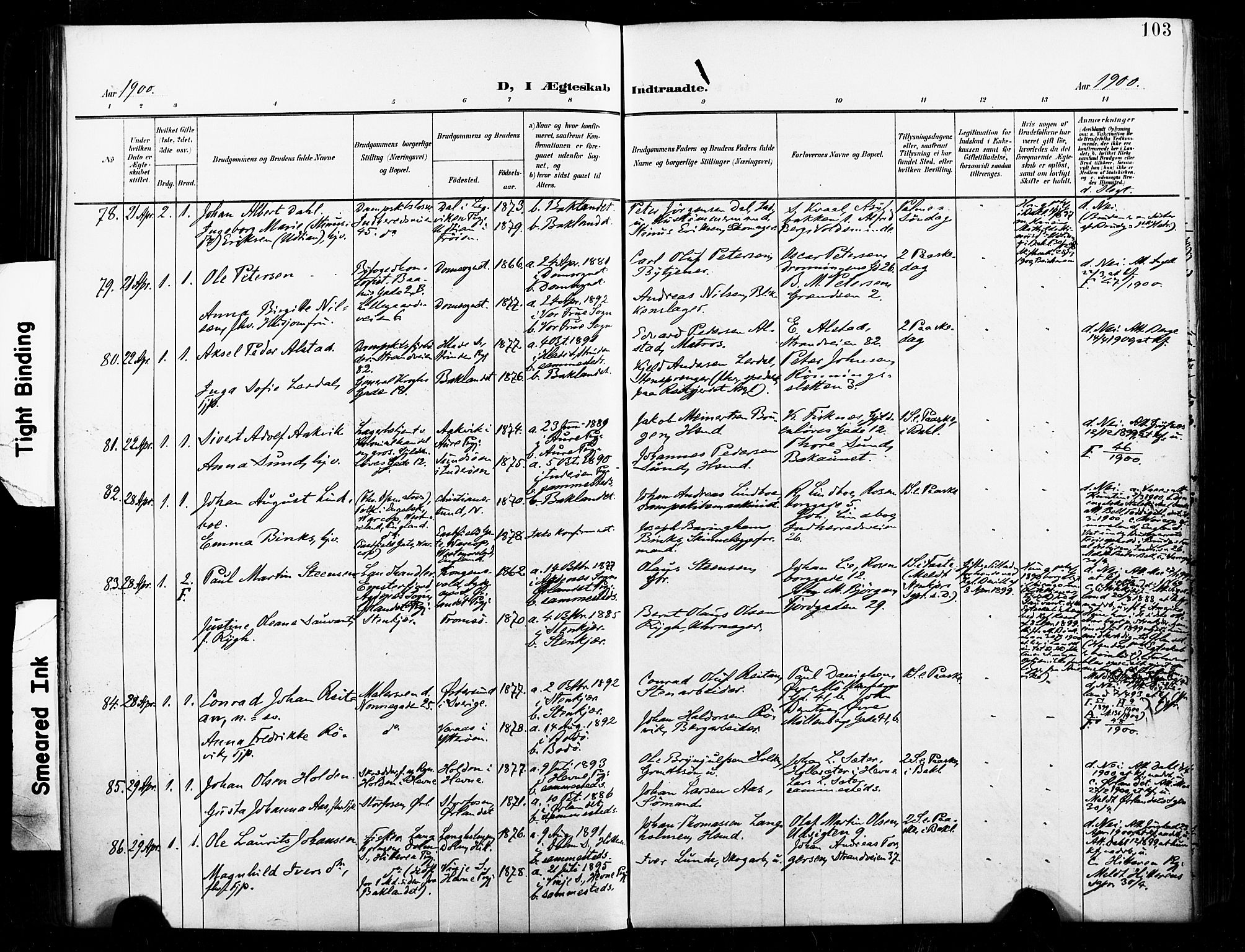 Ministerialprotokoller, klokkerbøker og fødselsregistre - Sør-Trøndelag, AV/SAT-A-1456/604/L0198: Parish register (official) no. 604A19, 1893-1900, p. 103