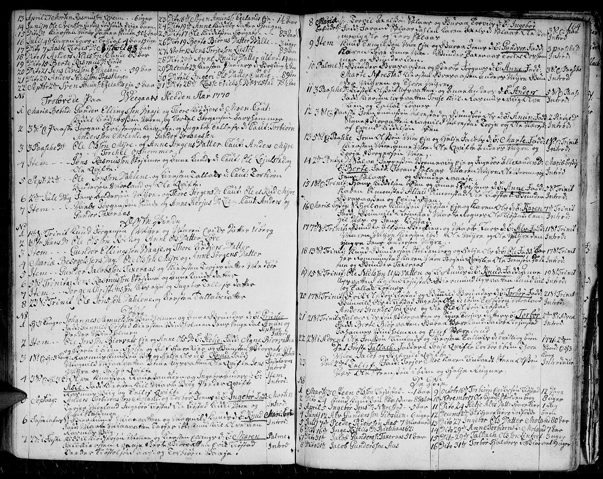 Gjerstad sokneprestkontor, SAK/1111-0014/F/Fa/Faa/L0002: Parish register (official) no. A 2, 1717-1779, p. 164