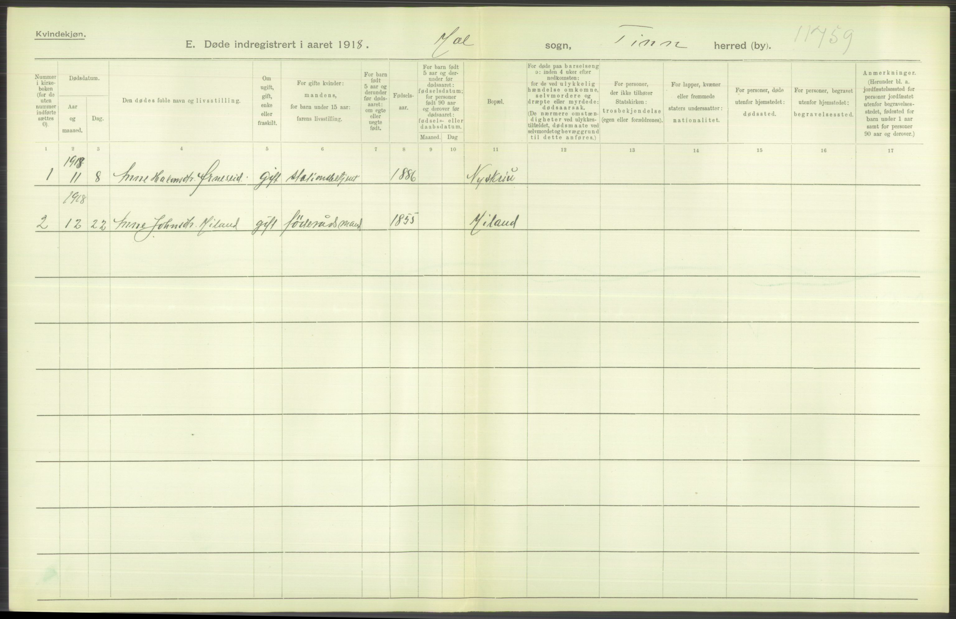 Statistisk sentralbyrå, Sosiodemografiske emner, Befolkning, AV/RA-S-2228/D/Df/Dfb/Dfbh/L0026: Telemark fylke: Døde. Bygder og byer., 1918, p. 278