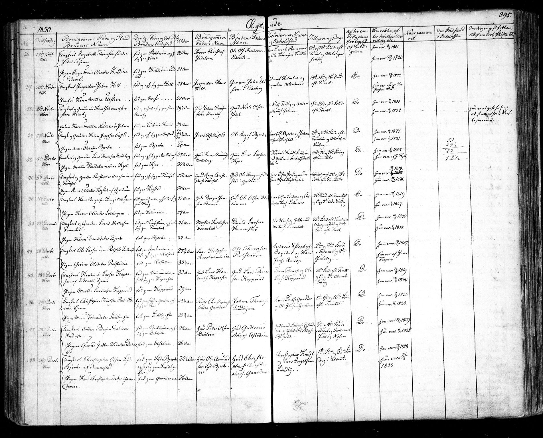 Ullensaker prestekontor Kirkebøker, AV/SAO-A-10236a/F/Fa/L0014.b: Parish register (official) no. I 14B, 1836-1850, p. 395