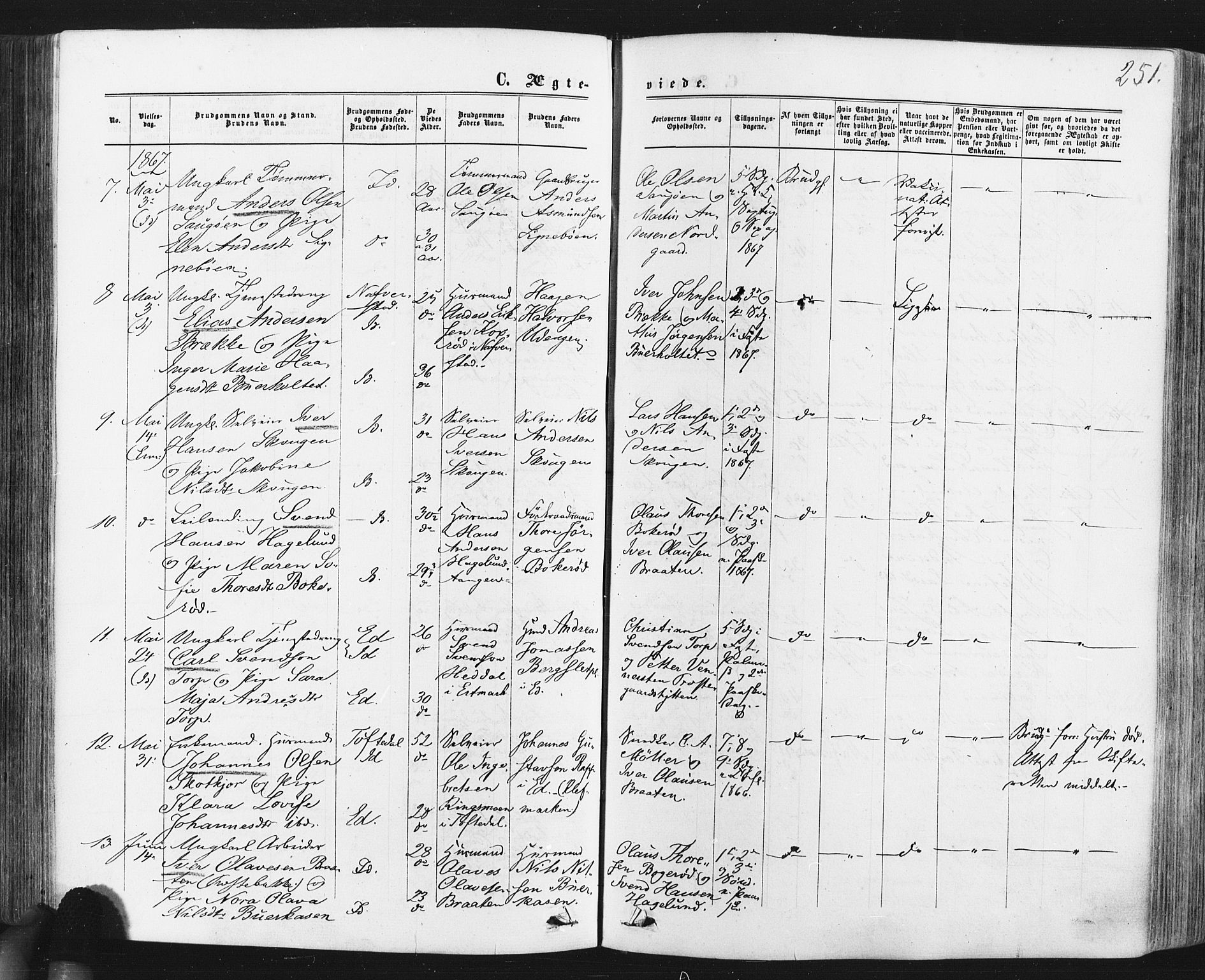 Idd prestekontor Kirkebøker, SAO/A-10911/F/Fc/L0005: Parish register (official) no. III 5, 1861-1877, p. 251