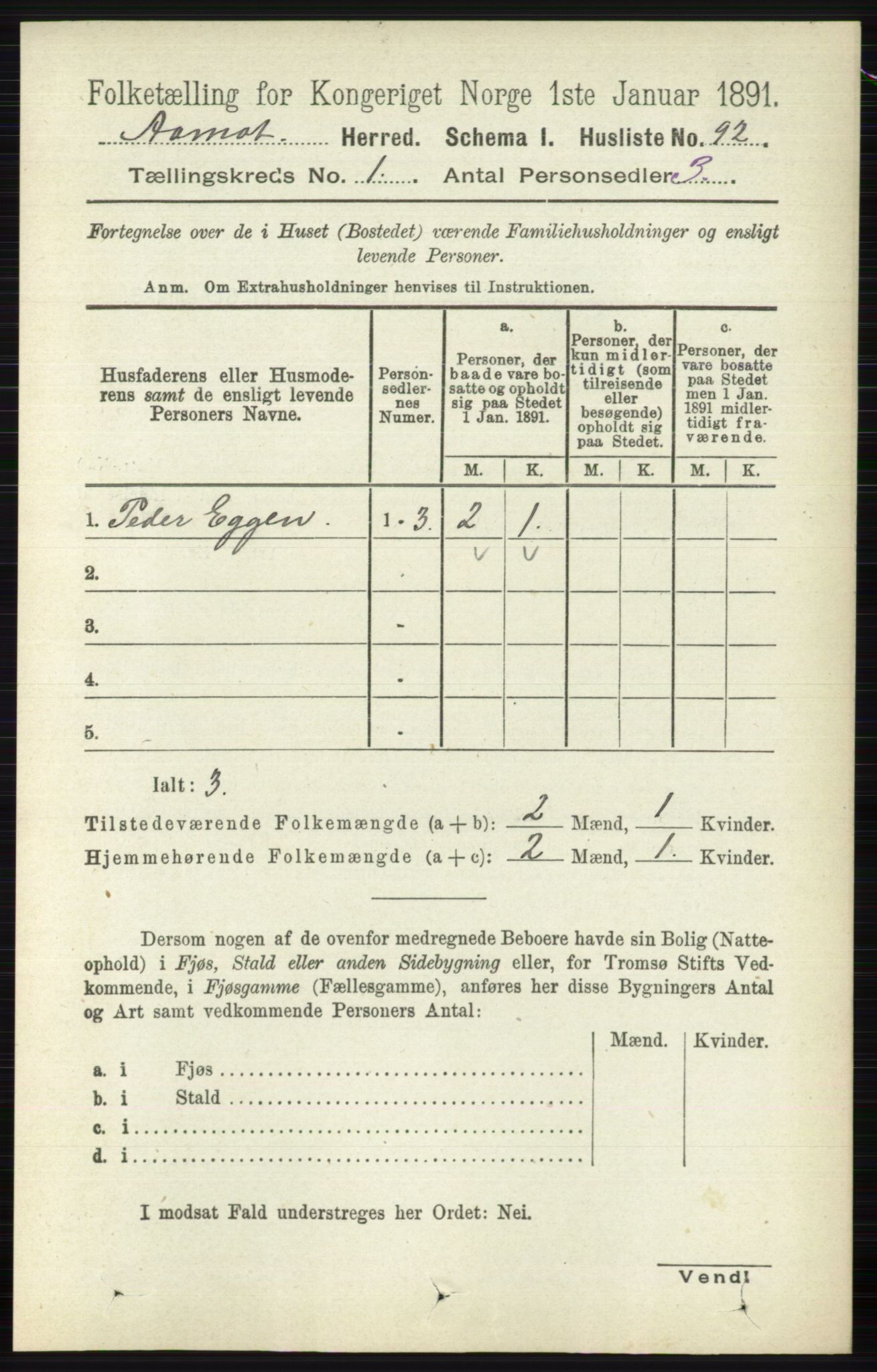 RA, 1891 census for 0429 Åmot, 1891, p. 121