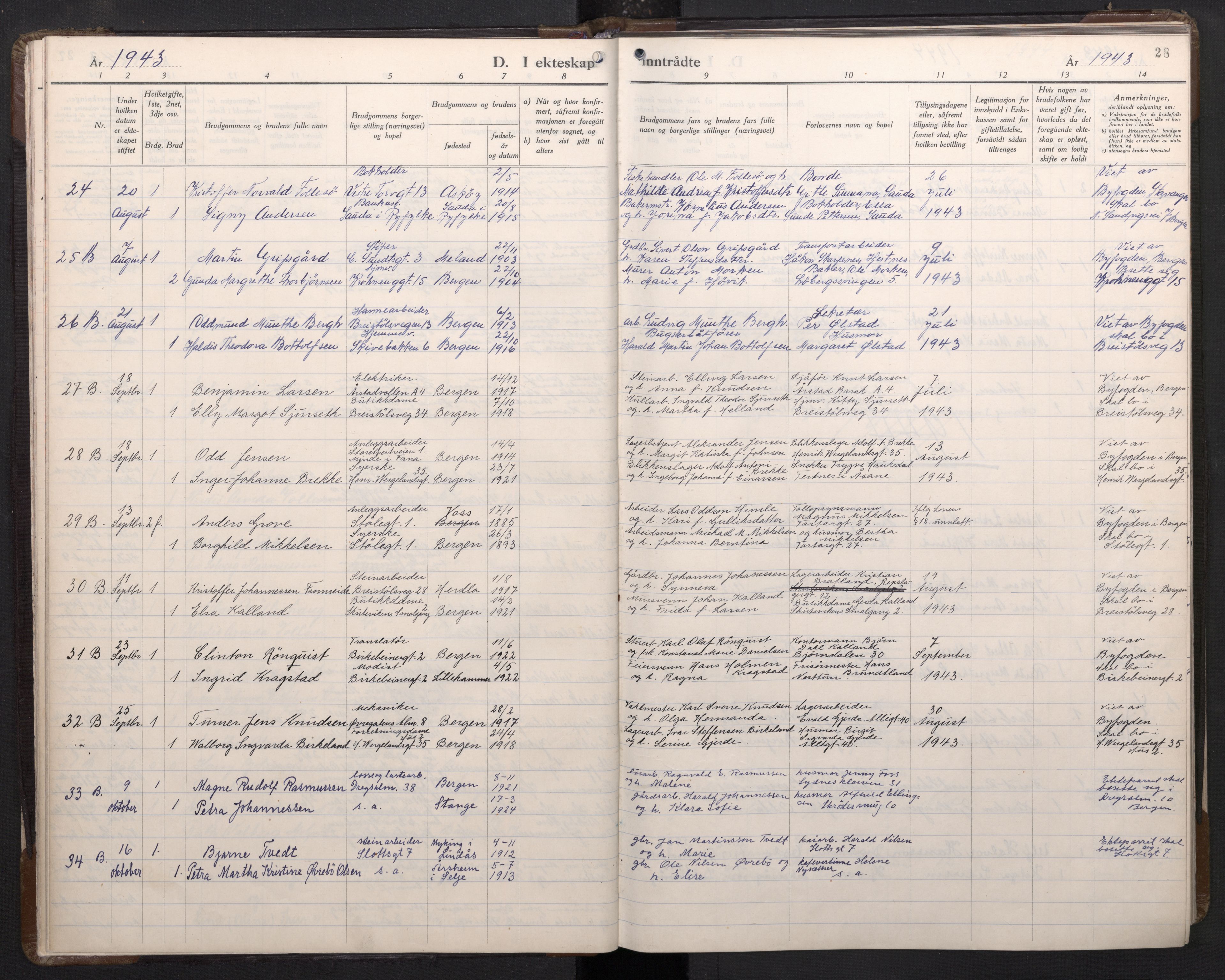 Mariakirken Sokneprestembete, AV/SAB-A-76901/H/Haa/L0019: Parish register (official) no. D 1, 1939-1963, p. 27b-28a