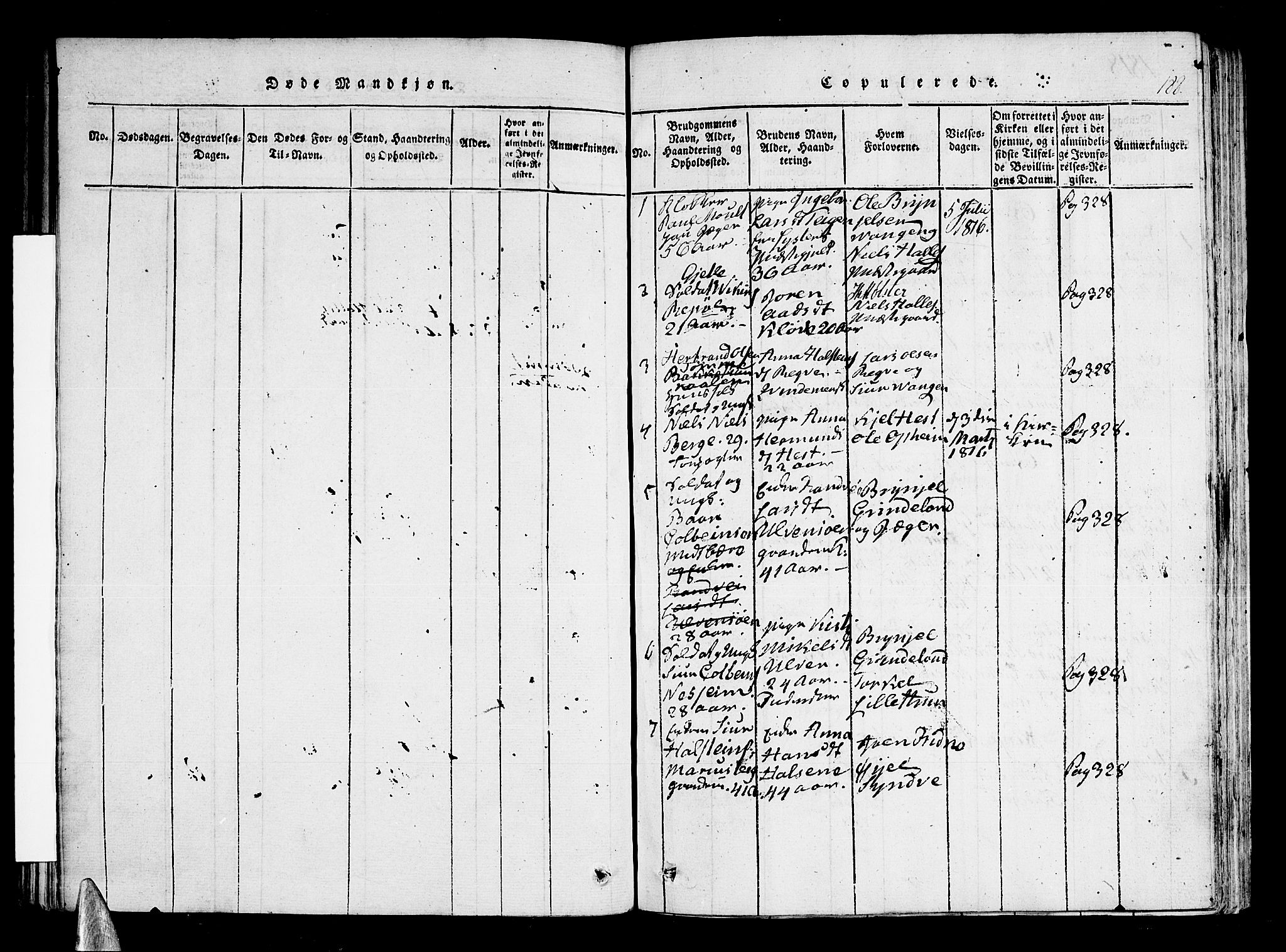 Voss sokneprestembete, SAB/A-79001/H/Haa: Parish register (official) no. A 11, 1816-1827, p. 188