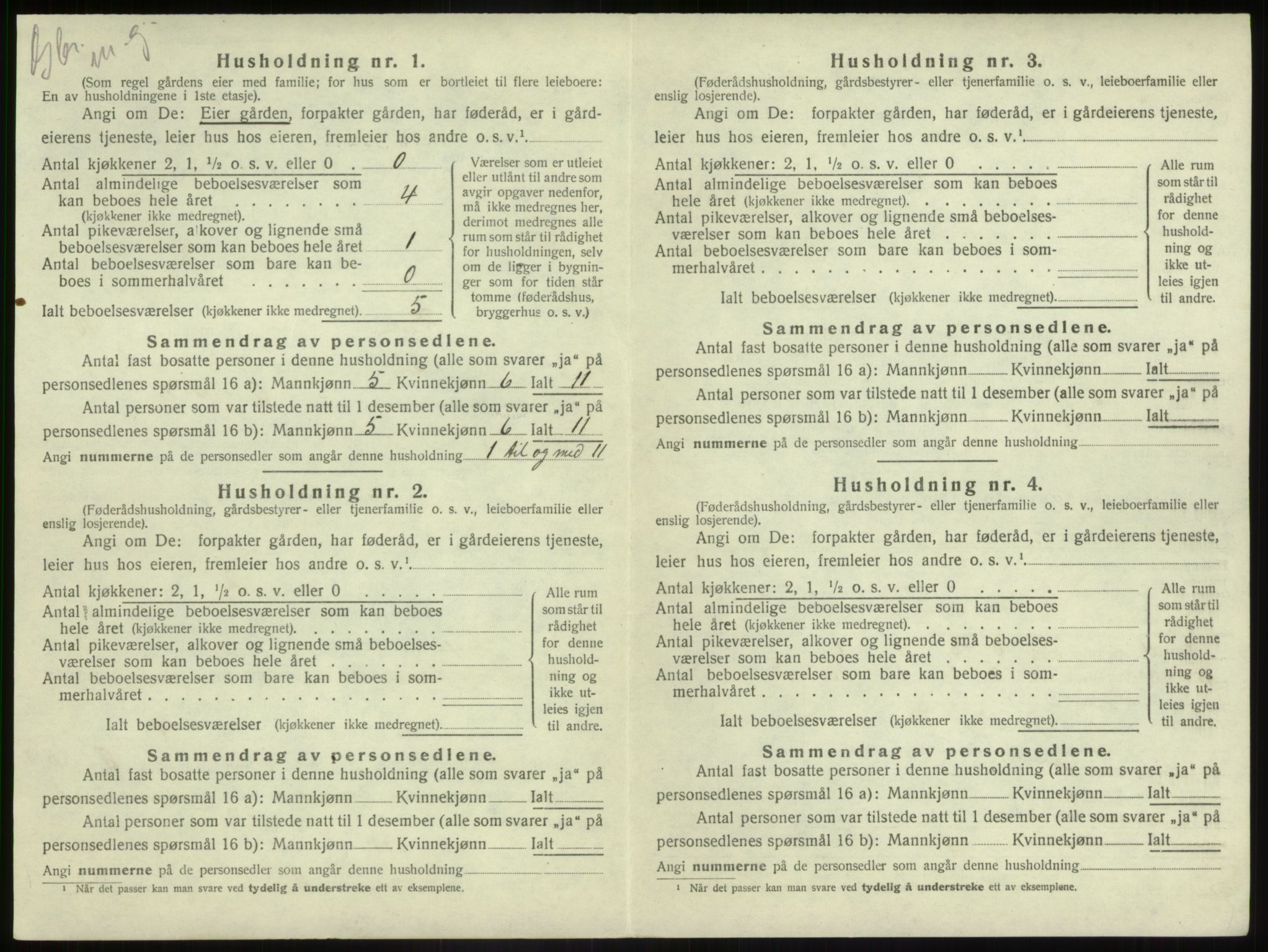 SAB, 1920 census for Førde, 1920, p. 539