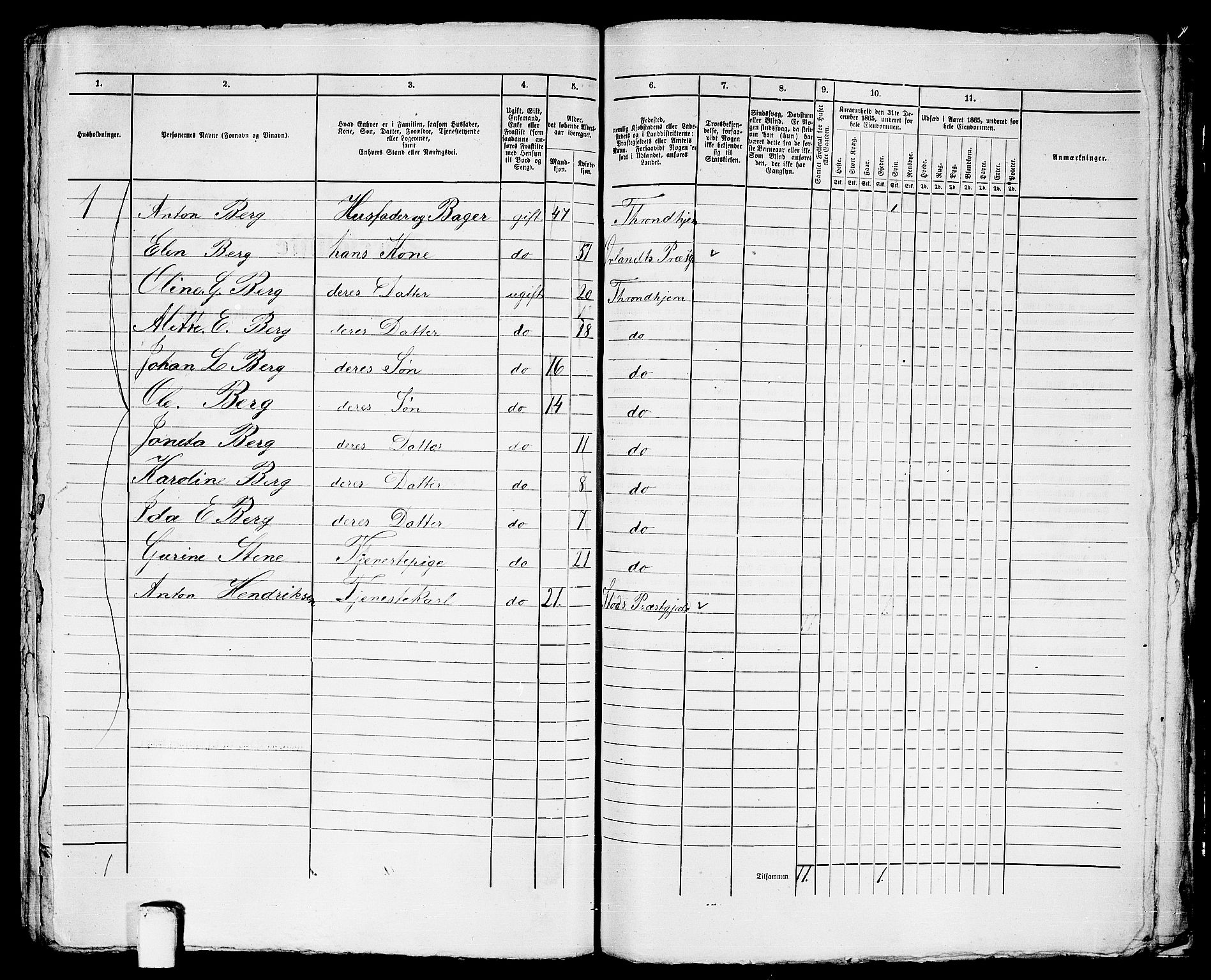 RA, 1865 census for Trondheim, 1865, p. 2563