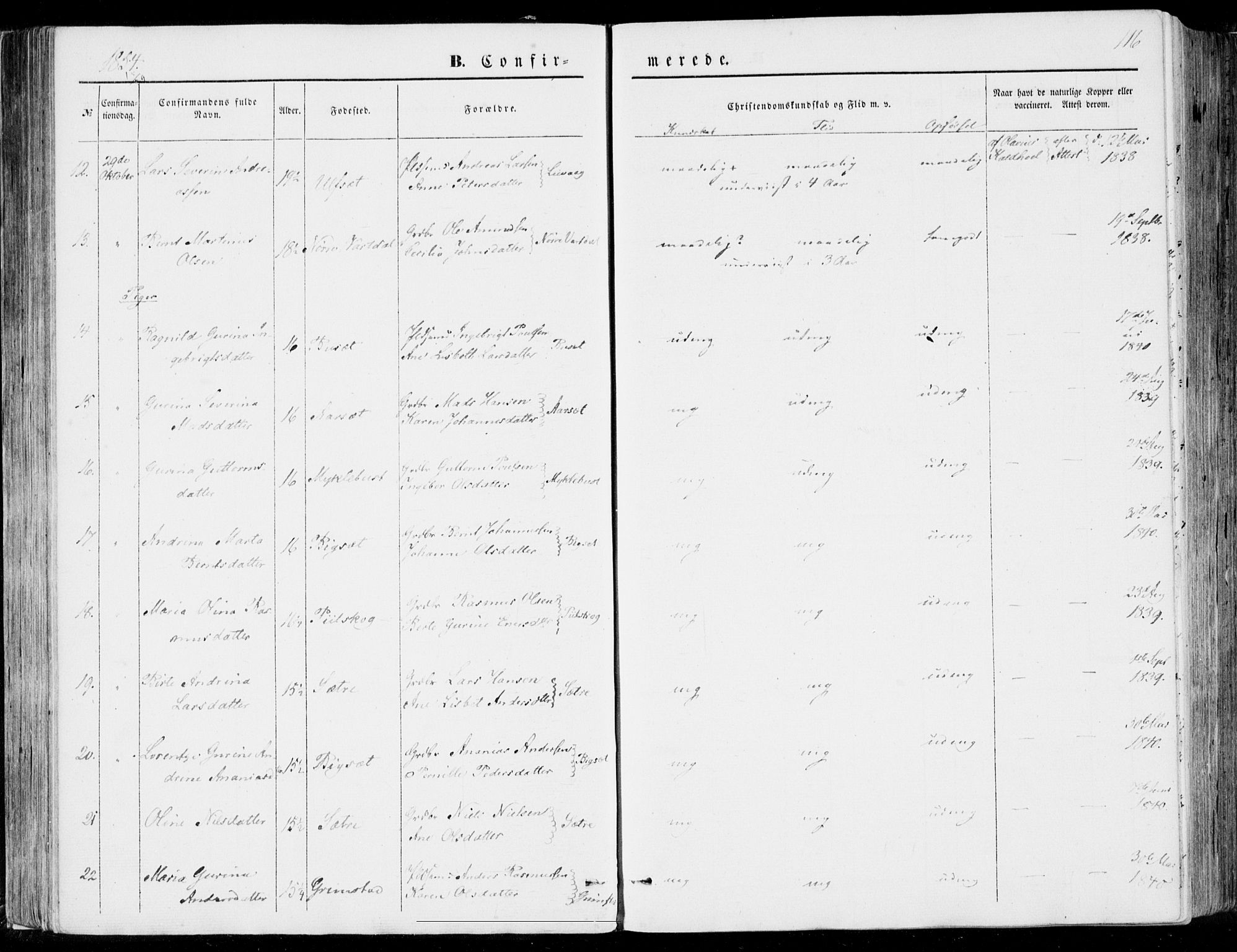 Ministerialprotokoller, klokkerbøker og fødselsregistre - Møre og Romsdal, AV/SAT-A-1454/510/L0121: Parish register (official) no. 510A01, 1848-1877, p. 116