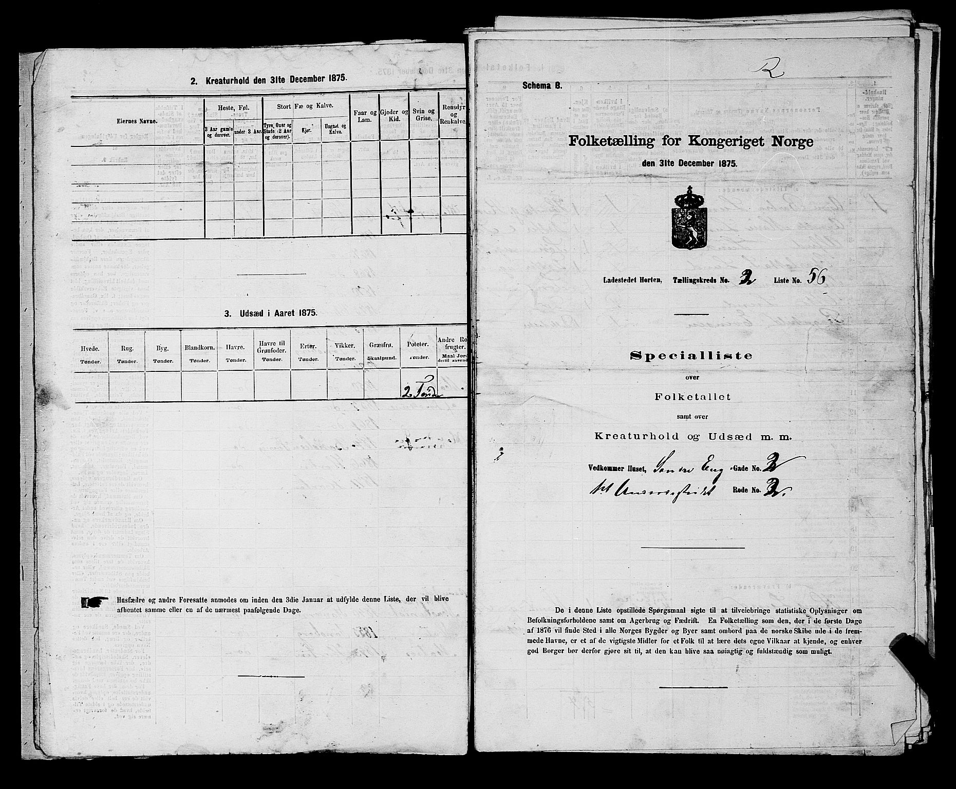 SAKO, 1875 census for 0703P Horten, 1875, p. 154