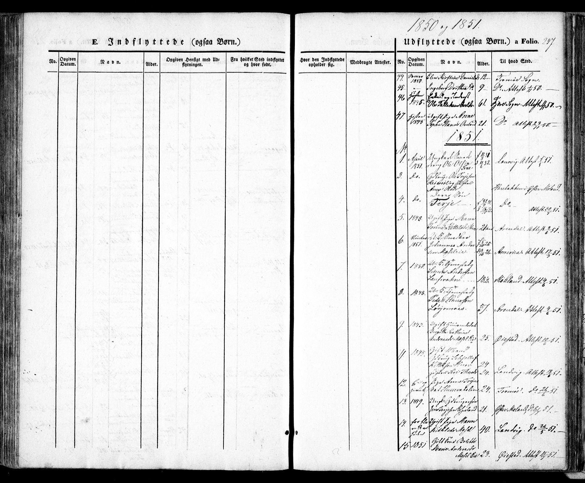 Froland sokneprestkontor, AV/SAK-1111-0013/F/Fa/L0002: Parish register (official) no. A 2, 1845-1863, p. 247