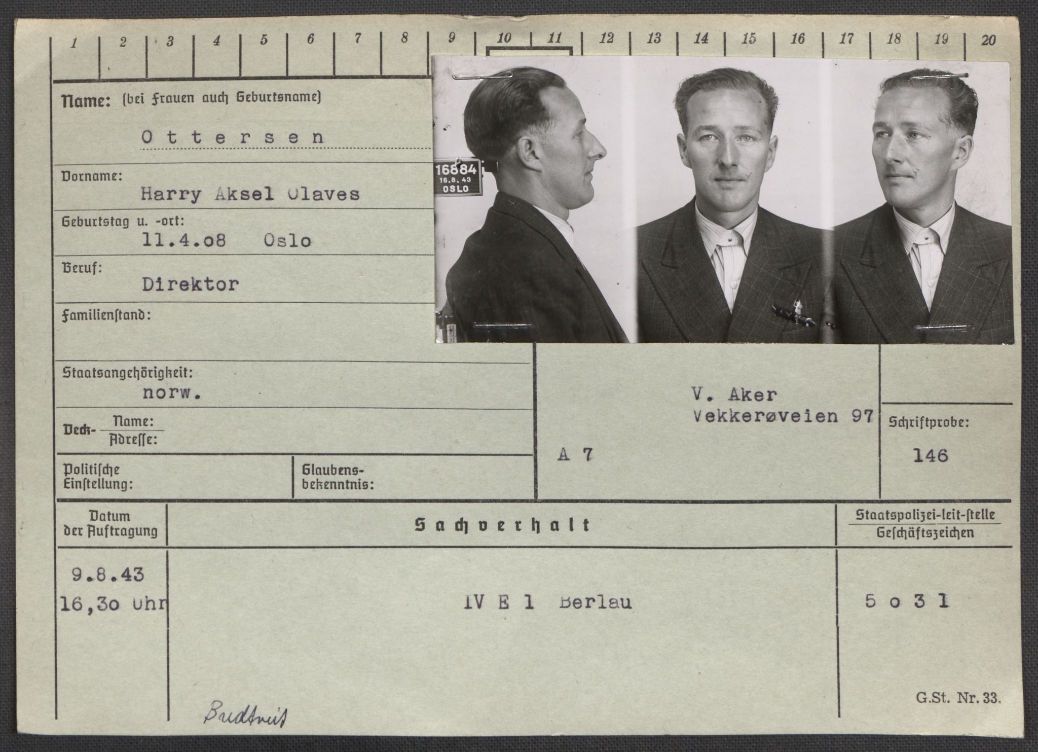 Befehlshaber der Sicherheitspolizei und des SD, AV/RA-RAFA-5969/E/Ea/Eaa/L0008: Register over norske fanger i Møllergata 19: Oelze-Ru, 1940-1945, p. 506