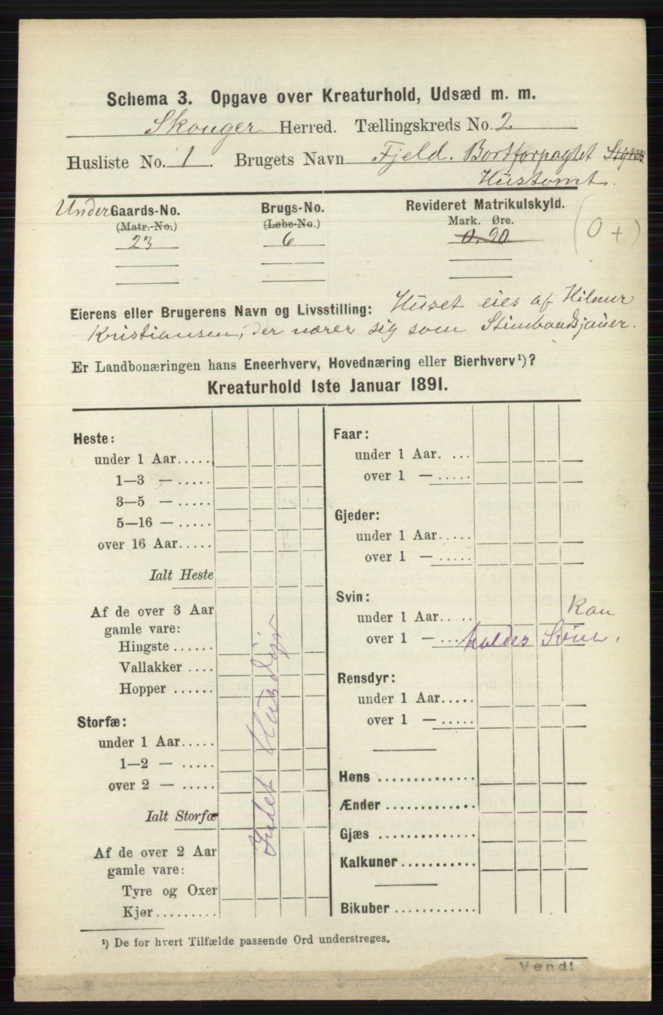 RA, 1891 census for 0712 Skoger, 1891, p. 4467