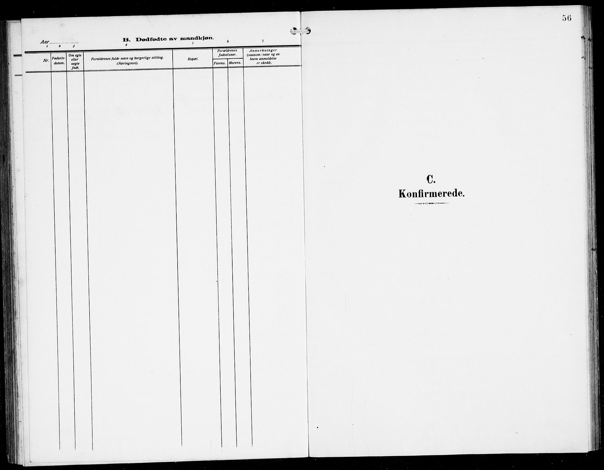 Herdla Sokneprestembete, SAB/A-75701/H/Hab: Parish register (copy) no. B 1, 1909-1929, p. 56