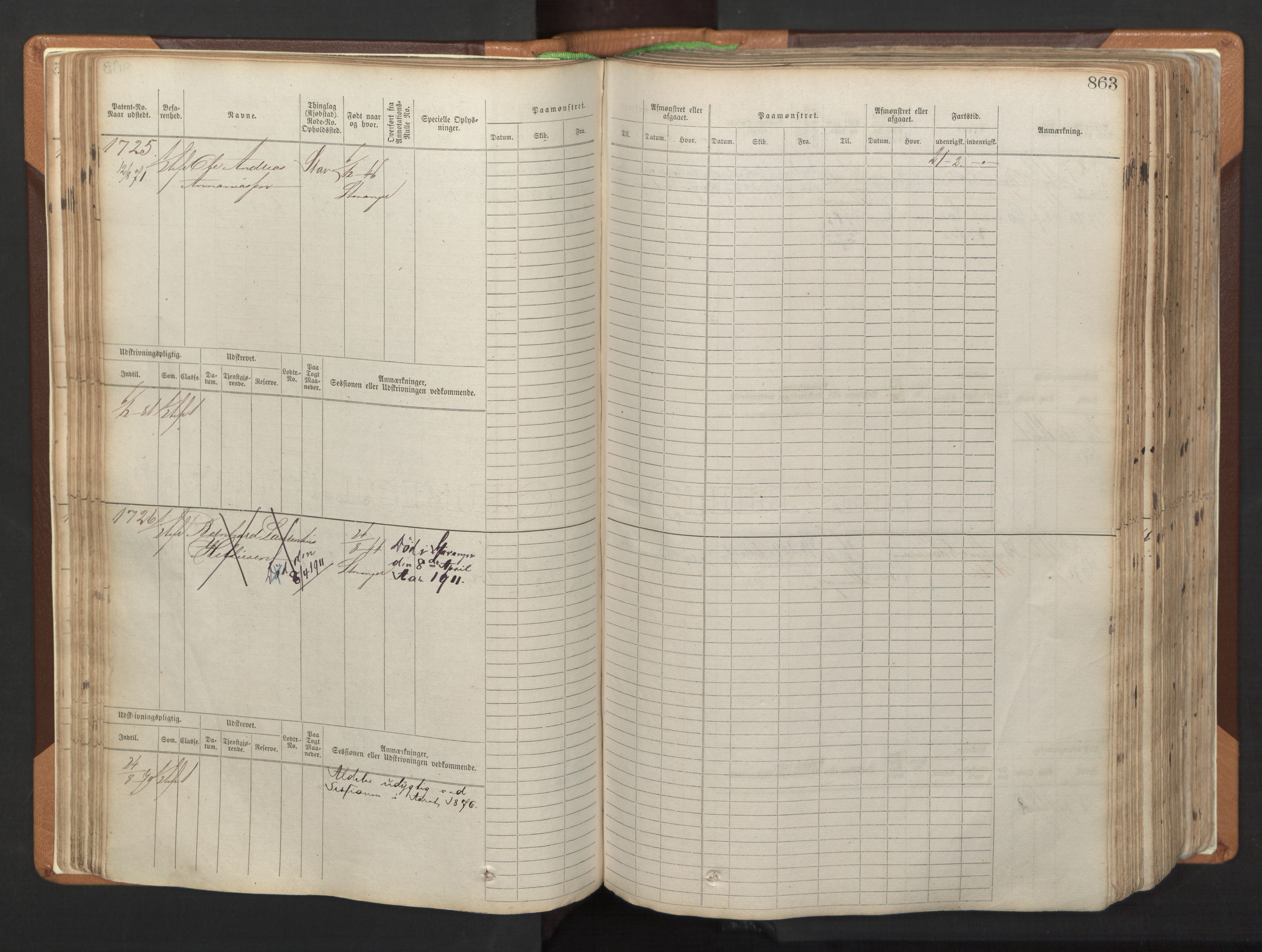 Stavanger sjømannskontor, AV/SAST-A-102006/F/Fb/Fbb/L0006: Sjøfartshovedrulle, patentnr. 1607-2402 (del 3), 1869-1880, p. 62