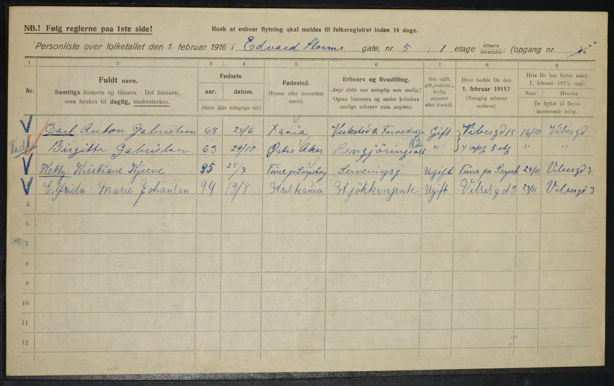 OBA, Municipal Census 1916 for Kristiania, 1916, p. 18942