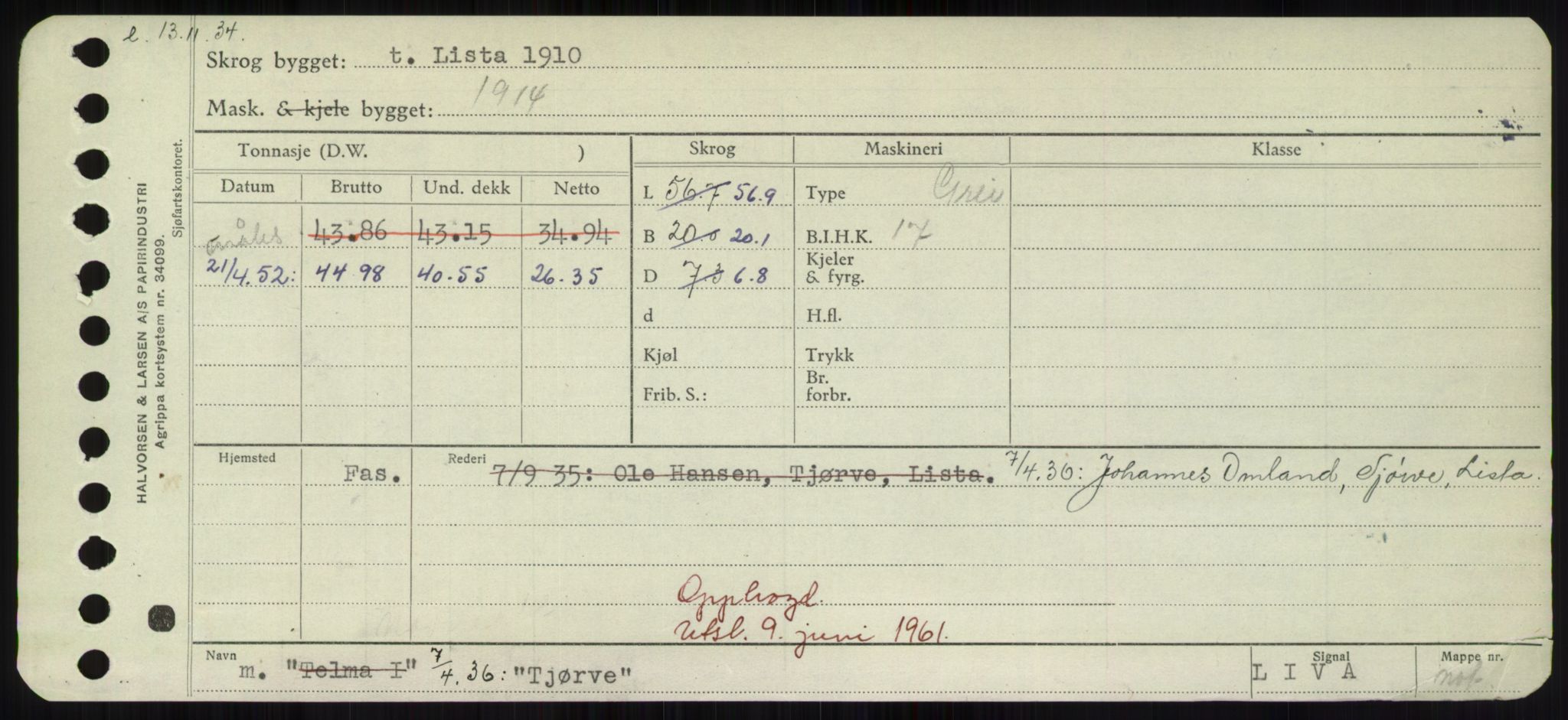 Sjøfartsdirektoratet med forløpere, Skipsmålingen, RA/S-1627/H/Hd/L0039: Fartøy, Ti-Tø, p. 101