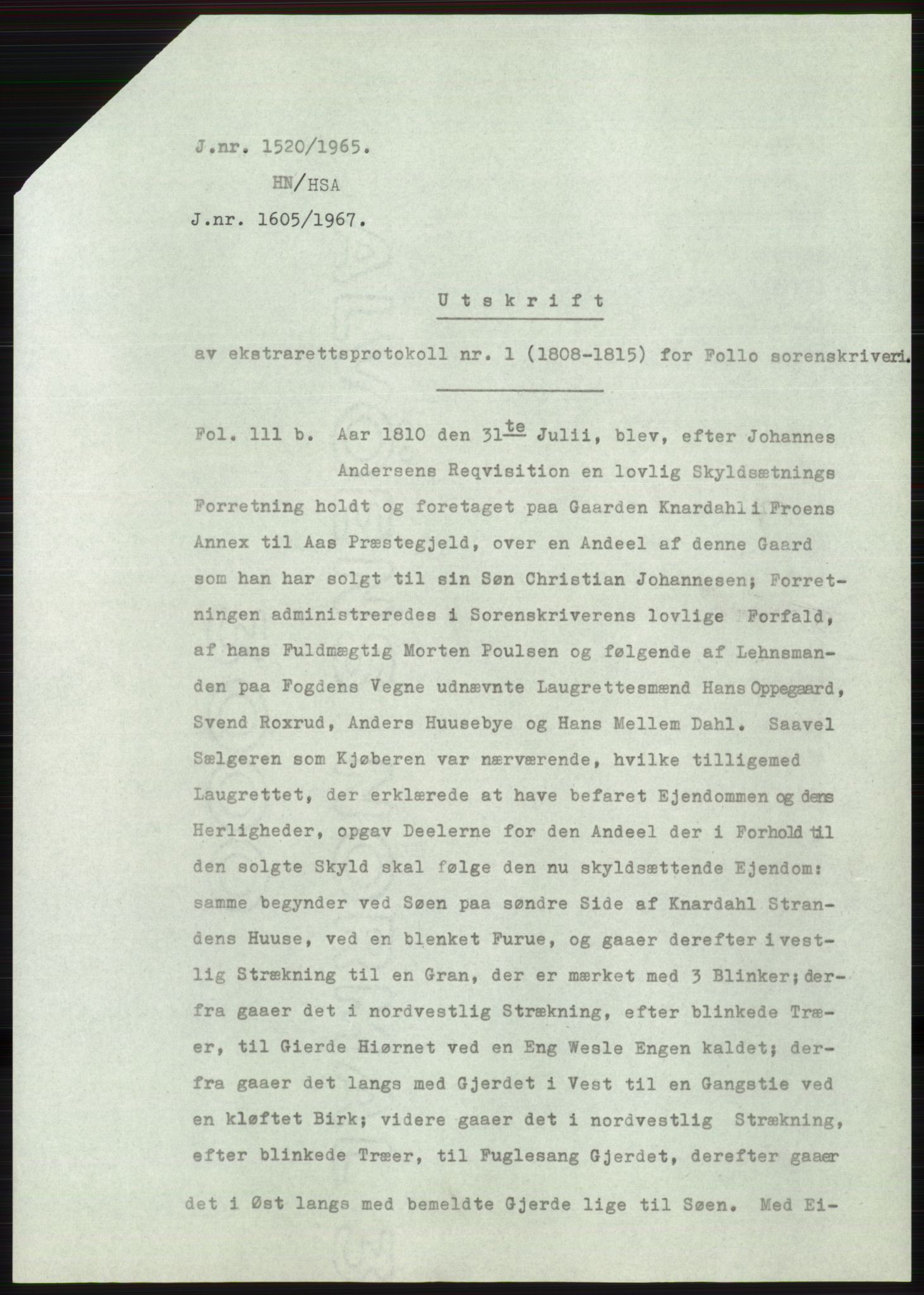 Statsarkivet i Oslo, AV/SAO-A-10621/Z/Zd/L0022: Avskrifter, j.nr 906-2135/1965, 1965, p. 258