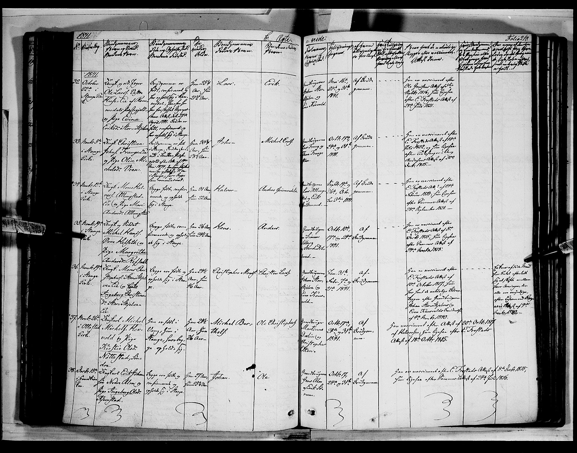 Stange prestekontor, AV/SAH-PREST-002/K/L0010: Parish register (official) no. 10, 1835-1845, p. 210