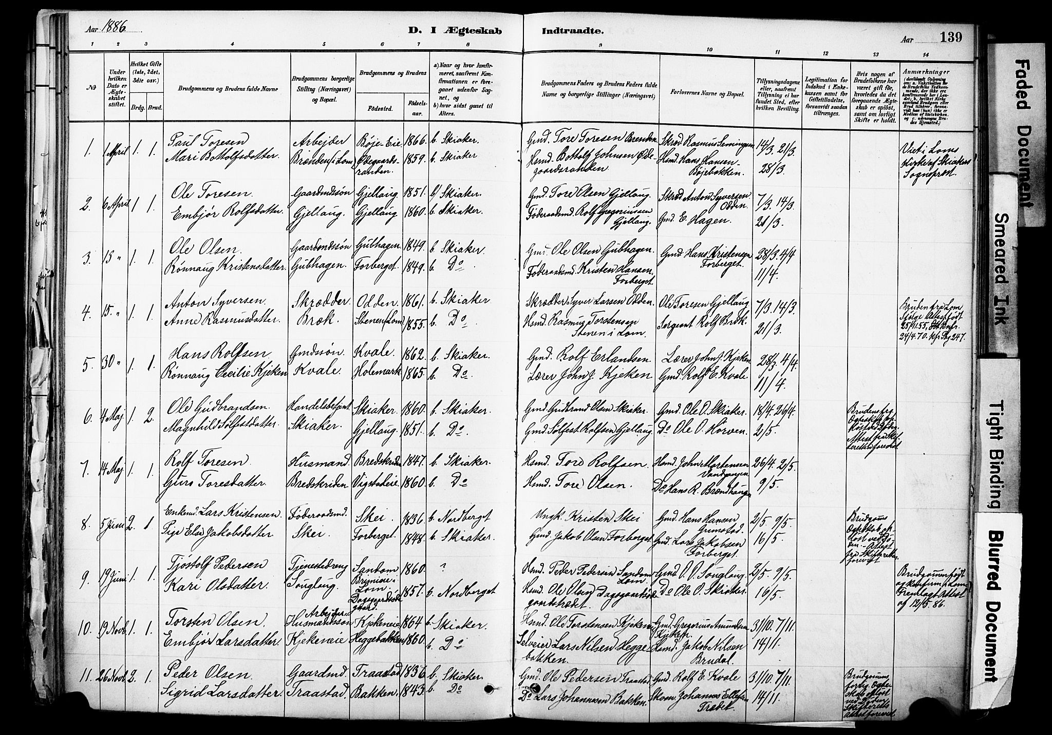 Skjåk prestekontor, SAH/PREST-072/H/Ha/Haa/L0003: Parish register (official) no. 3, 1880-1907, p. 139