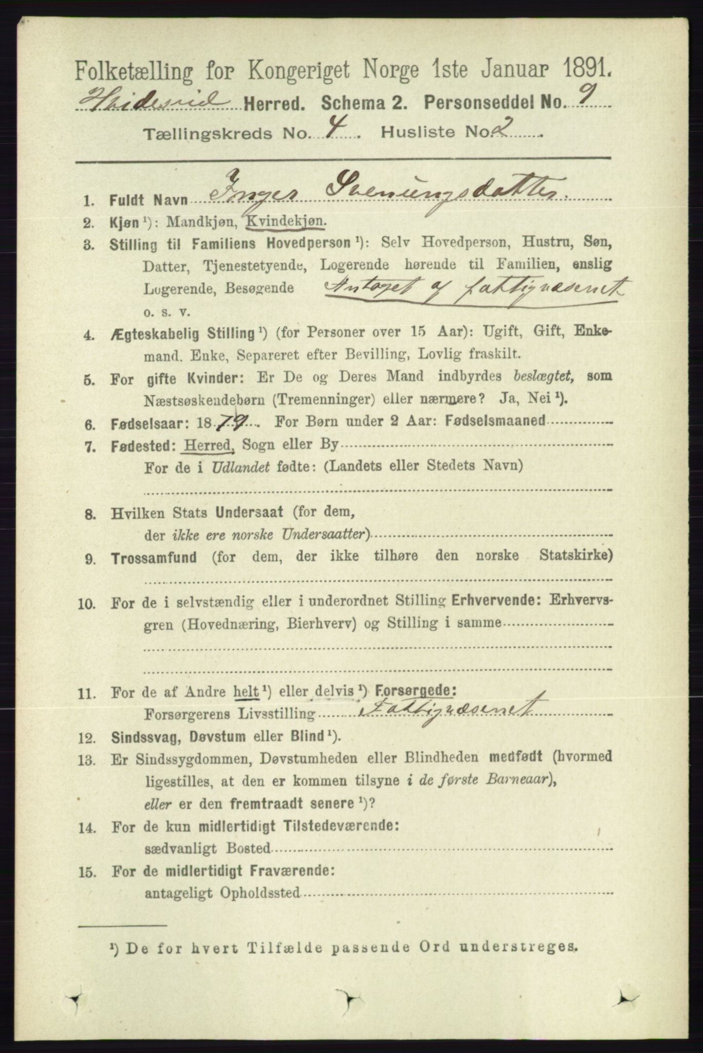 RA, 1891 census for 0829 Kviteseid, 1891, p. 745