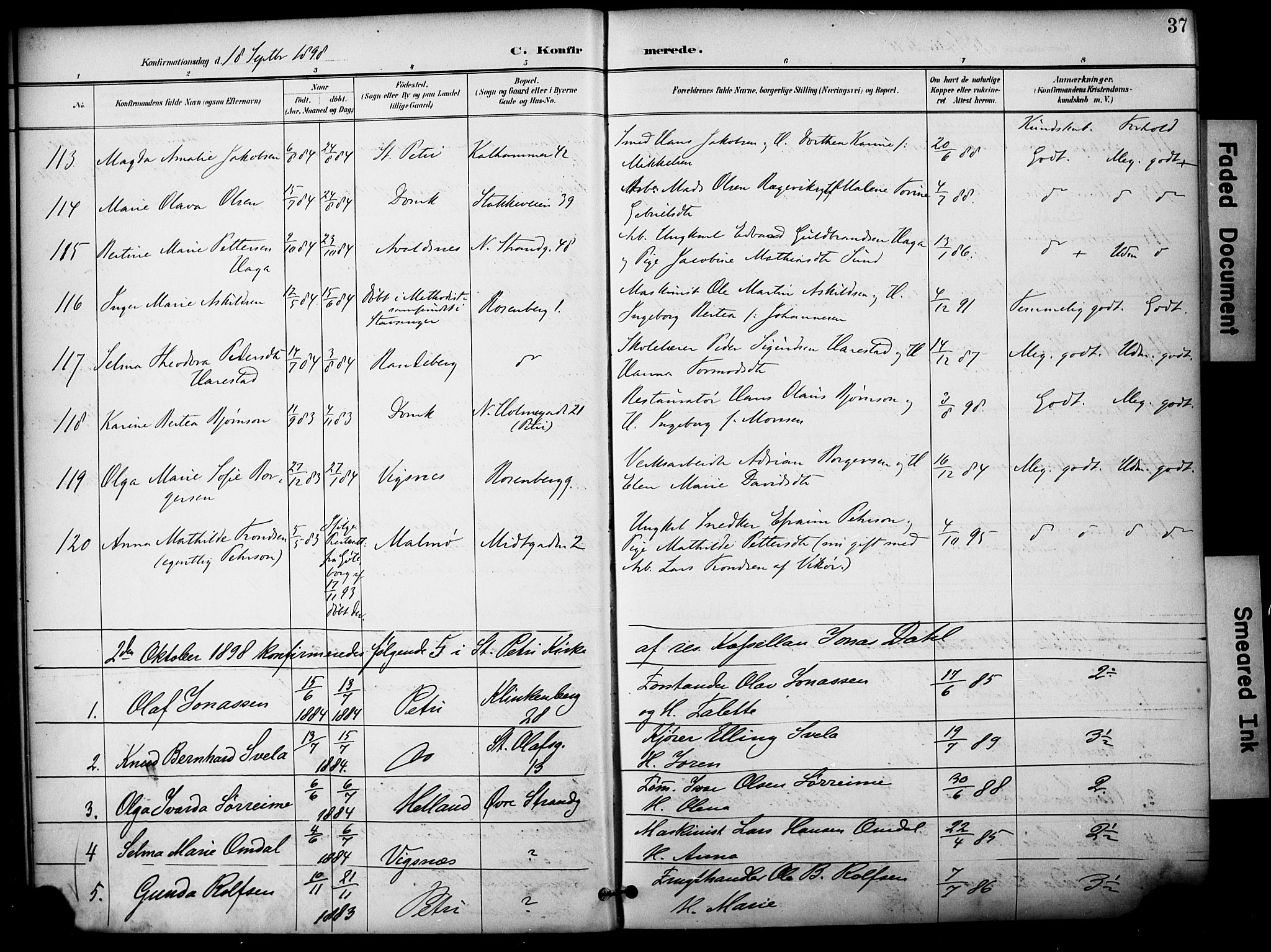 Domkirken sokneprestkontor, SAST/A-101812/001/30/30BA/L0031: Parish register (official) no. A 30, 1896-1916, p. 37