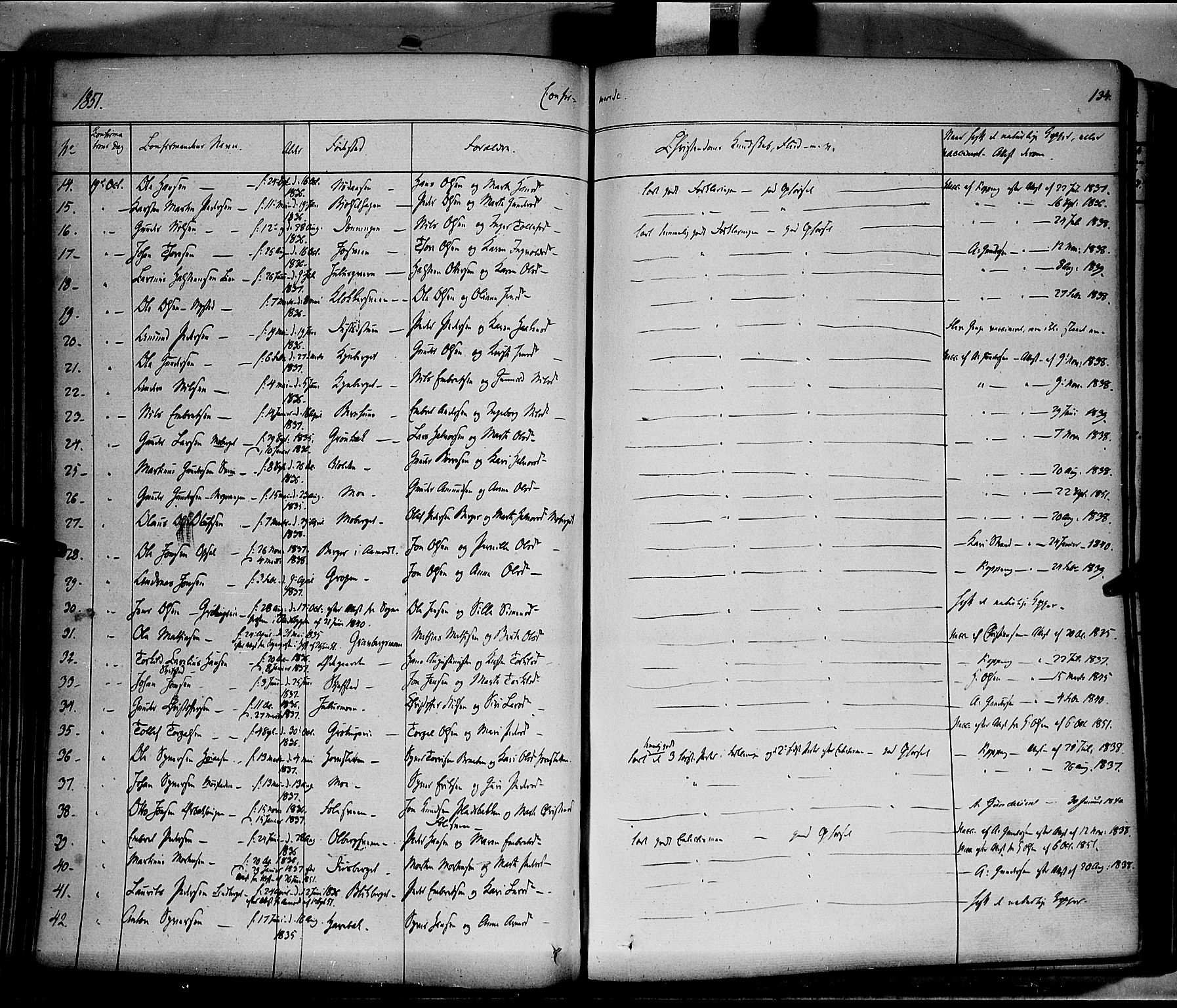 Elverum prestekontor, SAH/PREST-044/H/Ha/Haa/L0009: Parish register (official) no. 9, 1843-1856, p. 134